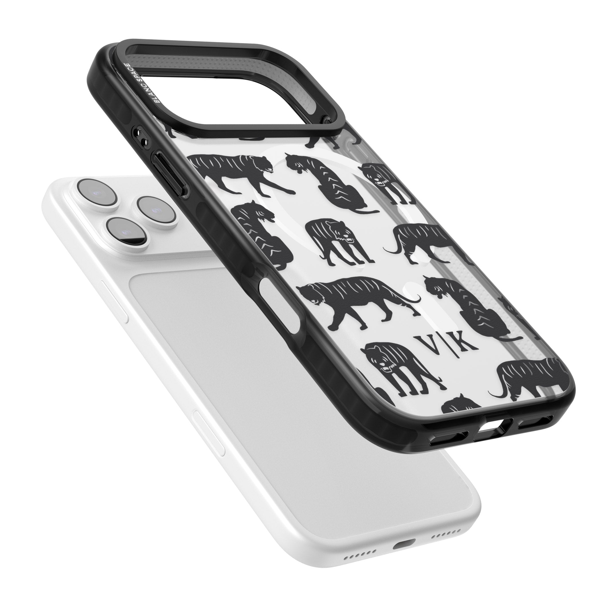 Personalised Tiger Silhouettes iPhone 17 Pro Impact Pro Black Phone Case Colours