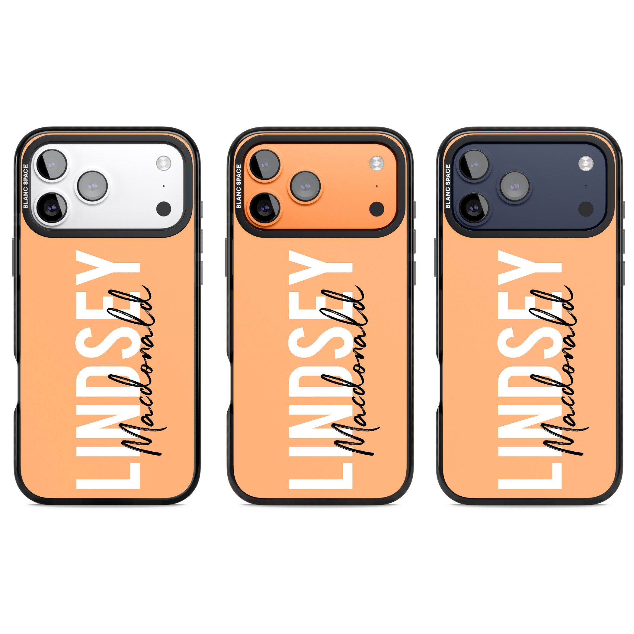 Personalised Bold Name: Peach iPhone 17 Pro Impact Pro Black Phone Case APT Impact Protection