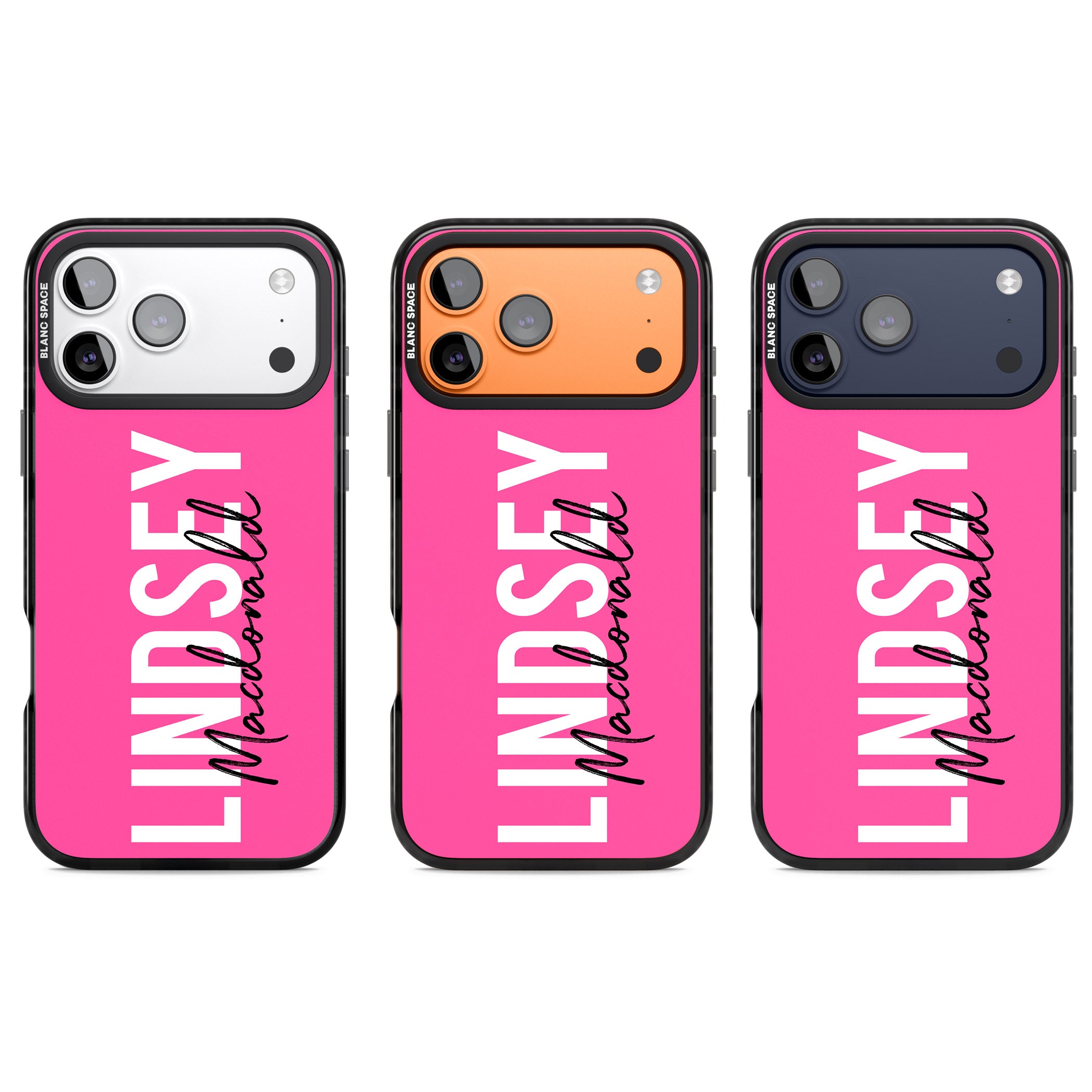 Personalised Bold Name: Pink iPhone 17 Pro Impact Pro Black Phone Case APT Impact Protection