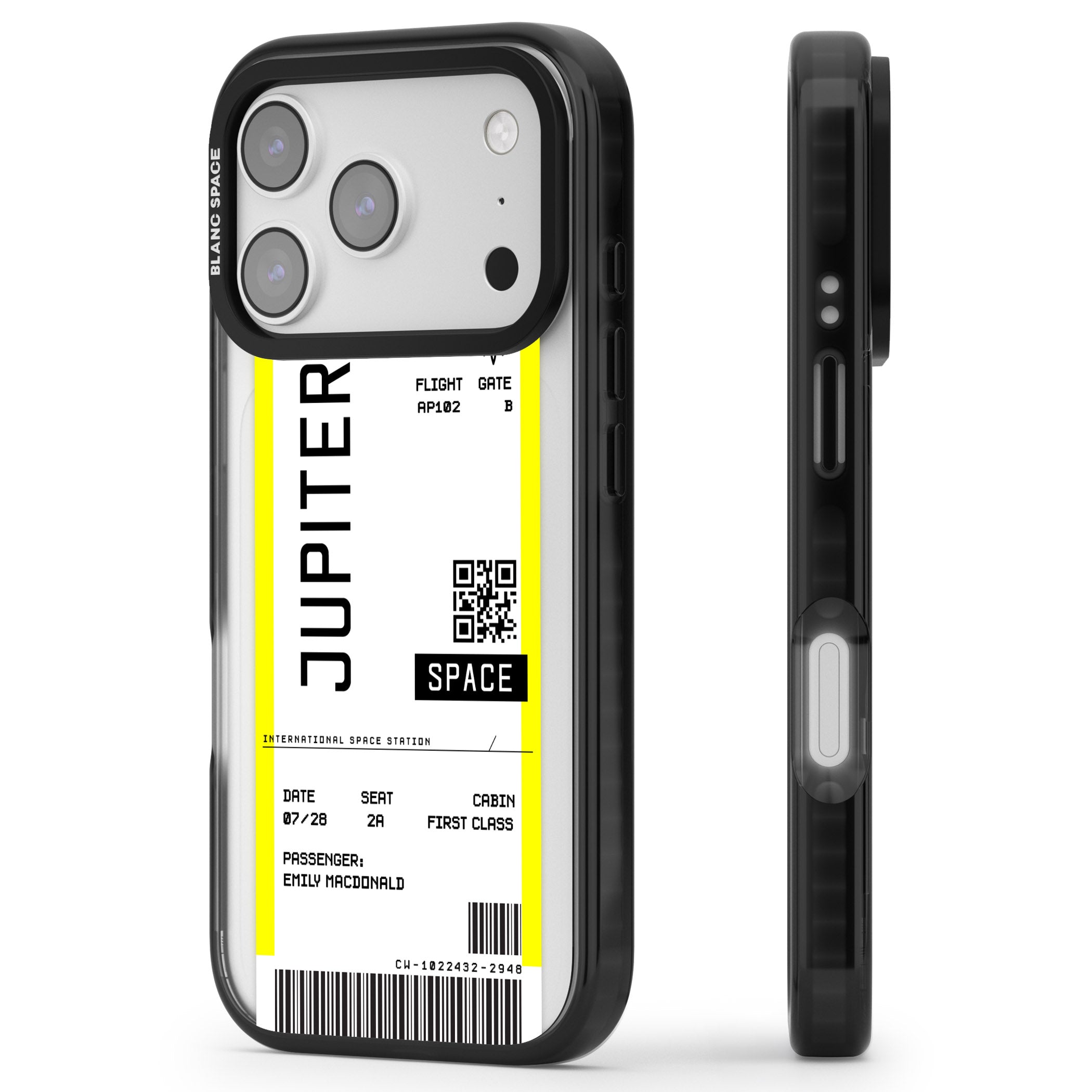 Personalised Jupiter Travel Ticket iPhone 17 Pro Impact Pro Black Phone Case Side Profile