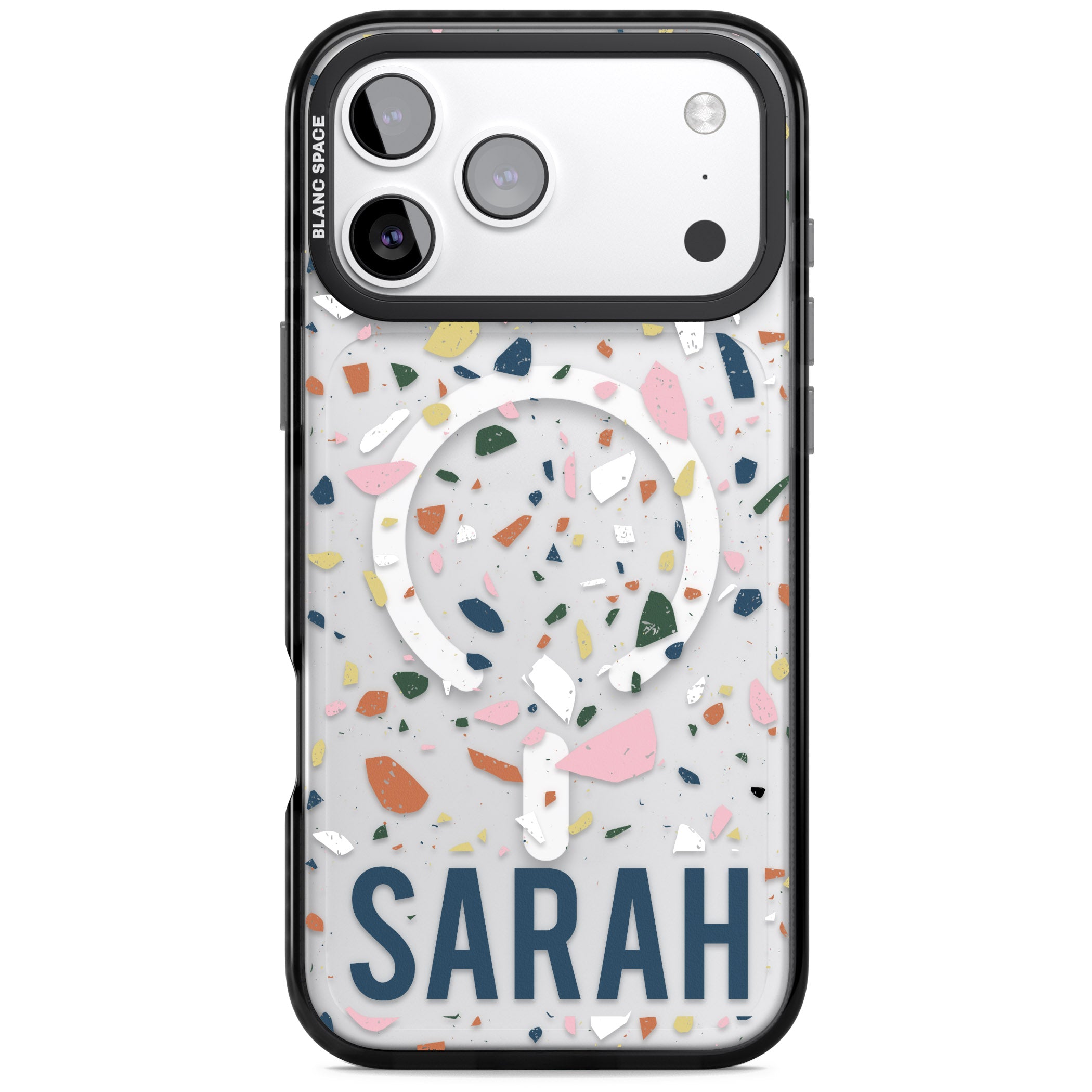 Personalised Terrazzo iPhone 17 Pro Impact Pro Black Phone Case