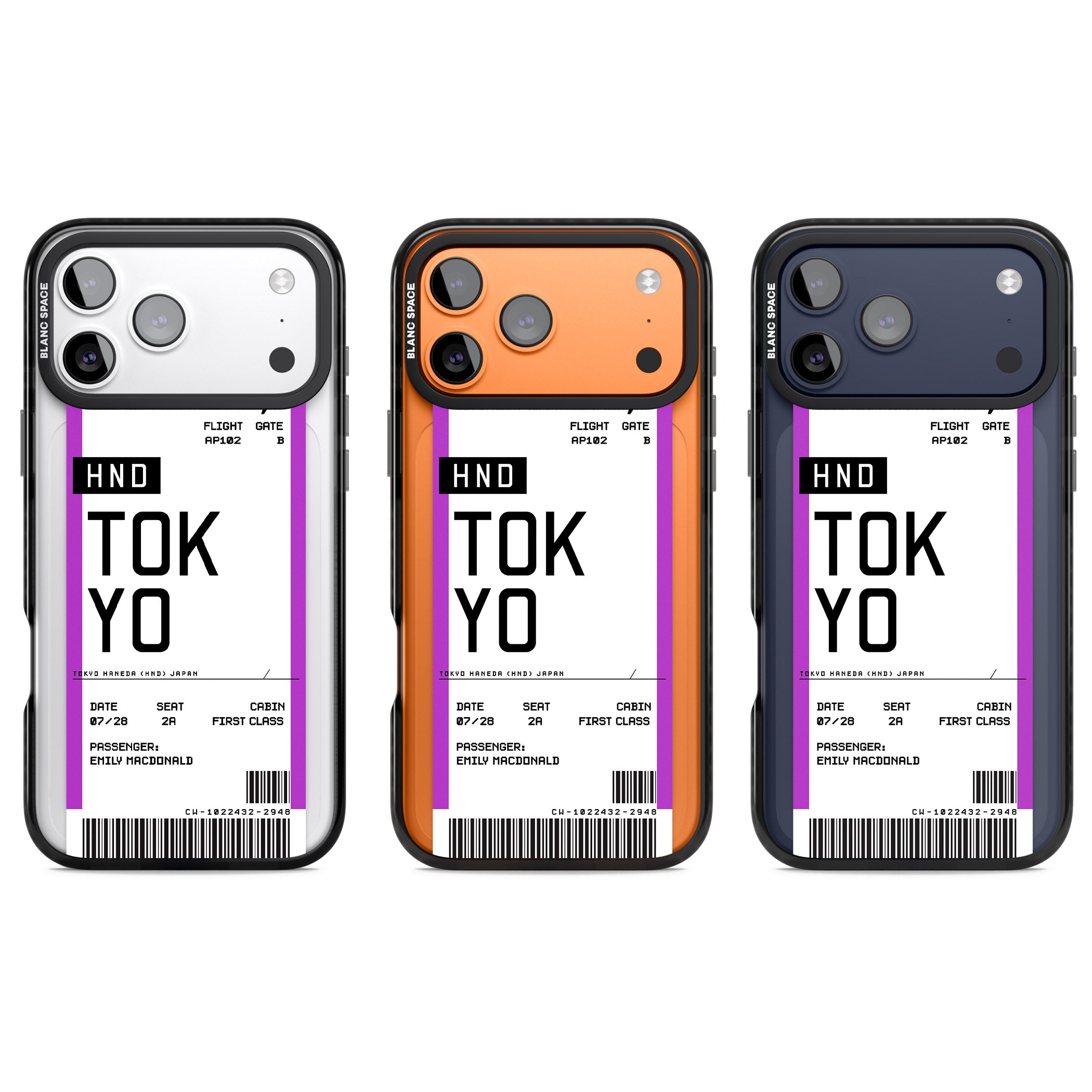Personalised Tokyo Boarding Pass iPhone 17 Pro Impact Pro Black Phone Case APT Impact Protection