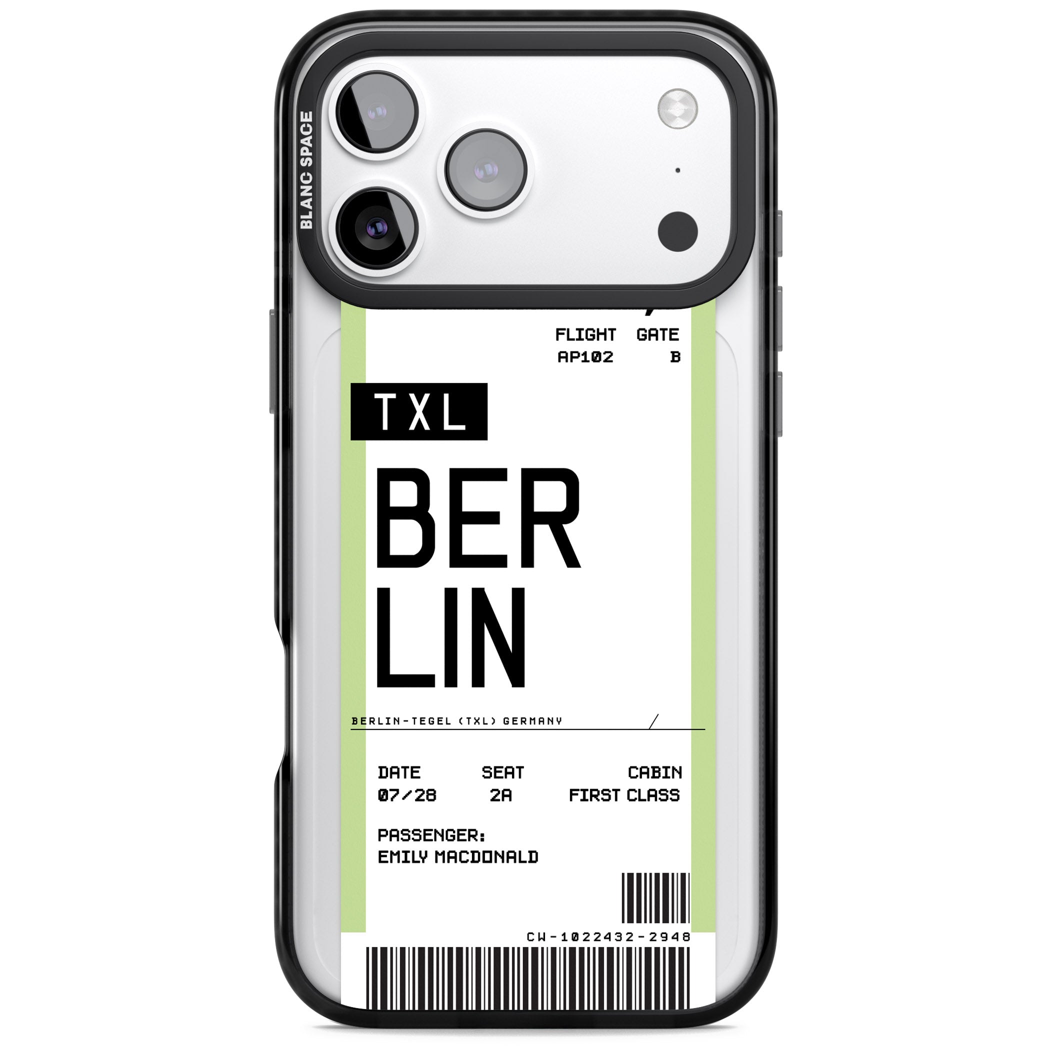 Personalised Berlin Boarding Pass iPhone 17 Pro Impact Pro Black Phone Case