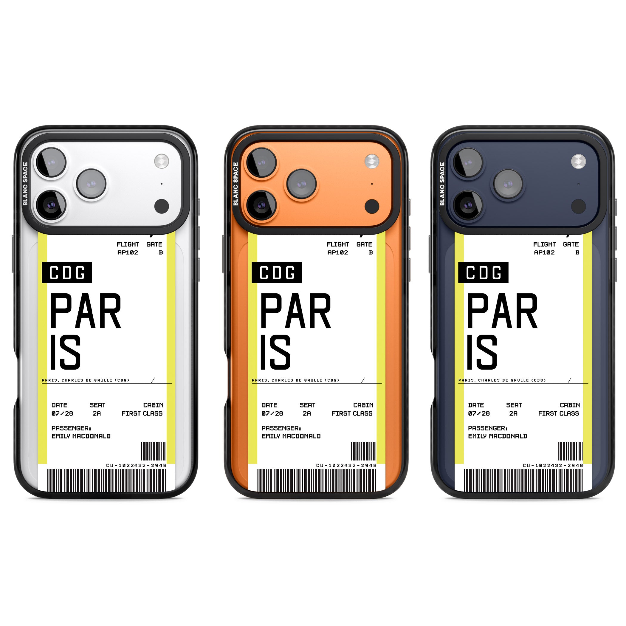 Personalised Paris Boarding Pass iPhone 17 Pro Impact Pro Black Phone Case APT Impact Protection