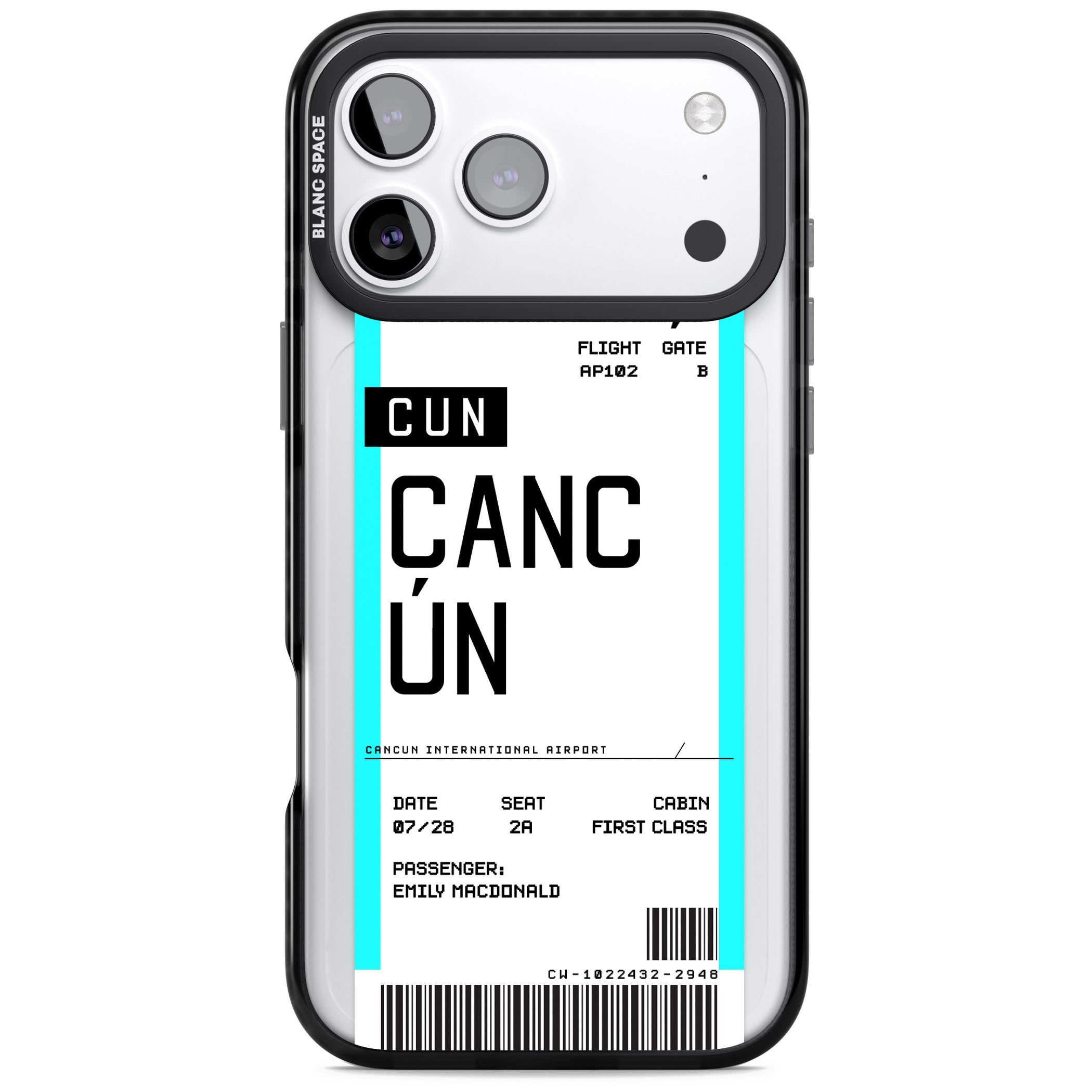 Personalised Cancún Boarding Pass iPhone 17 Pro Impact Pro Black Phone Case
