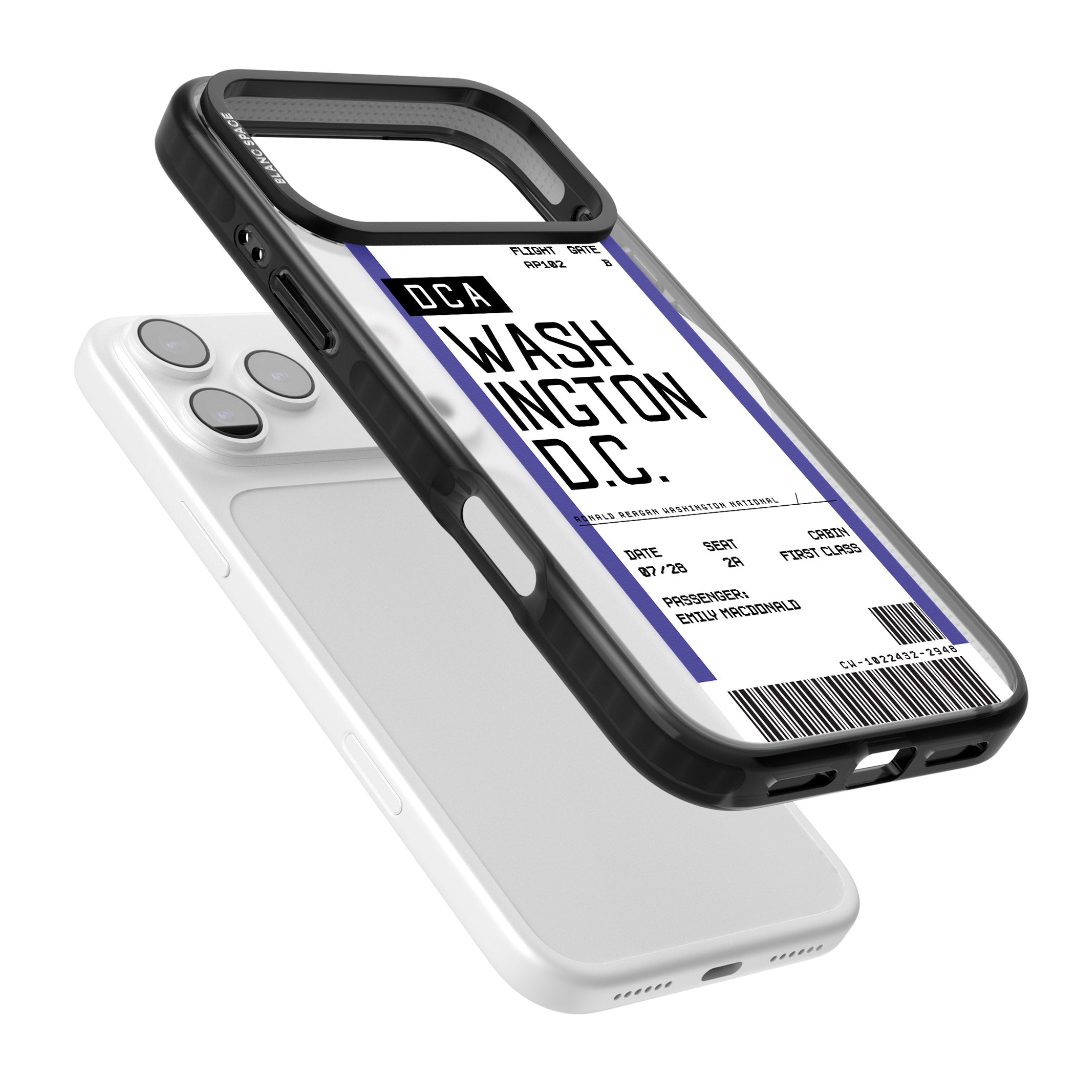 Personalised Washington D.C. Boarding Pass iPhone 17 Pro Impact Pro Black Phone Case Colours
