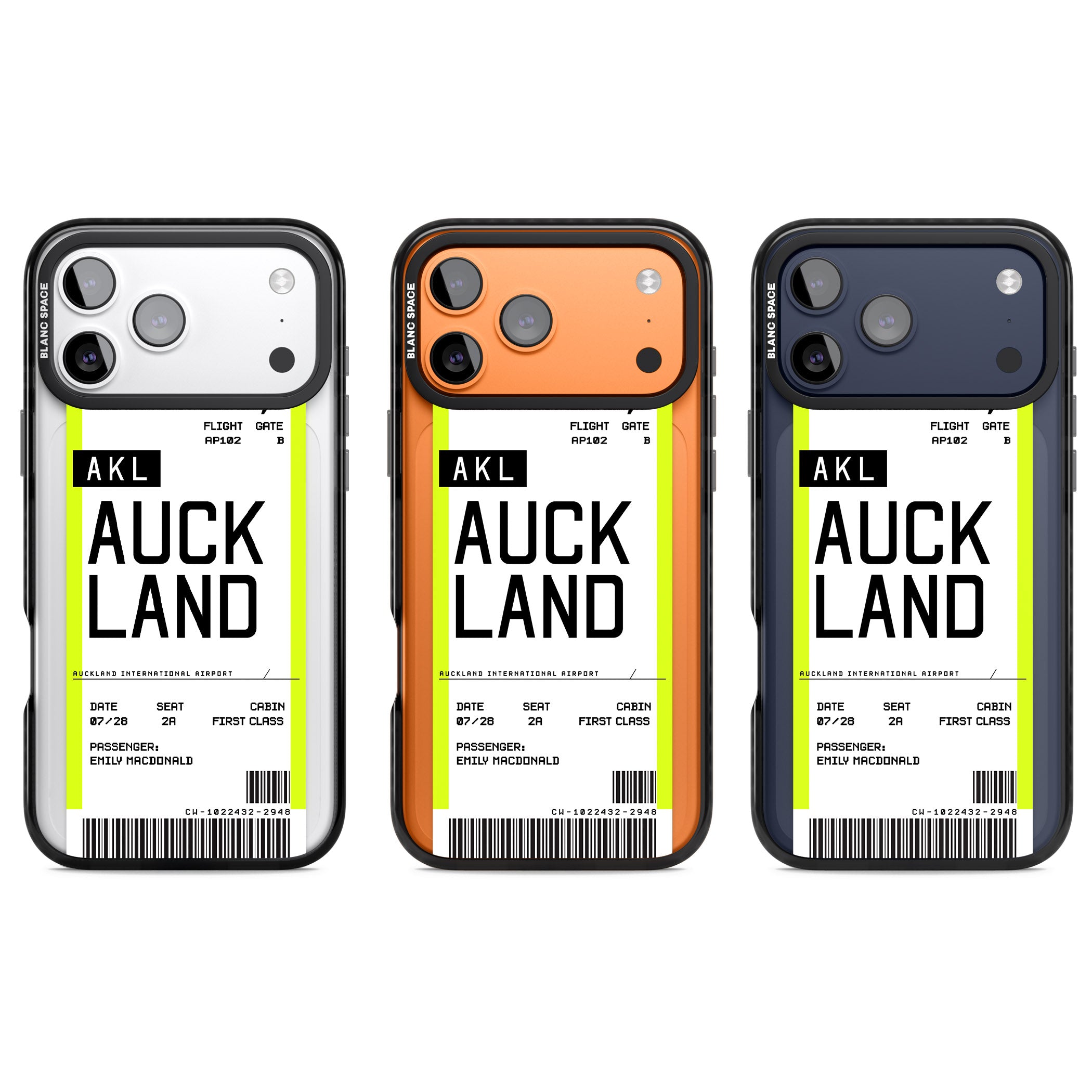Personalised Auckland Boarding Pass iPhone 17 Pro Impact Pro Black Phone Case APT Impact Protection