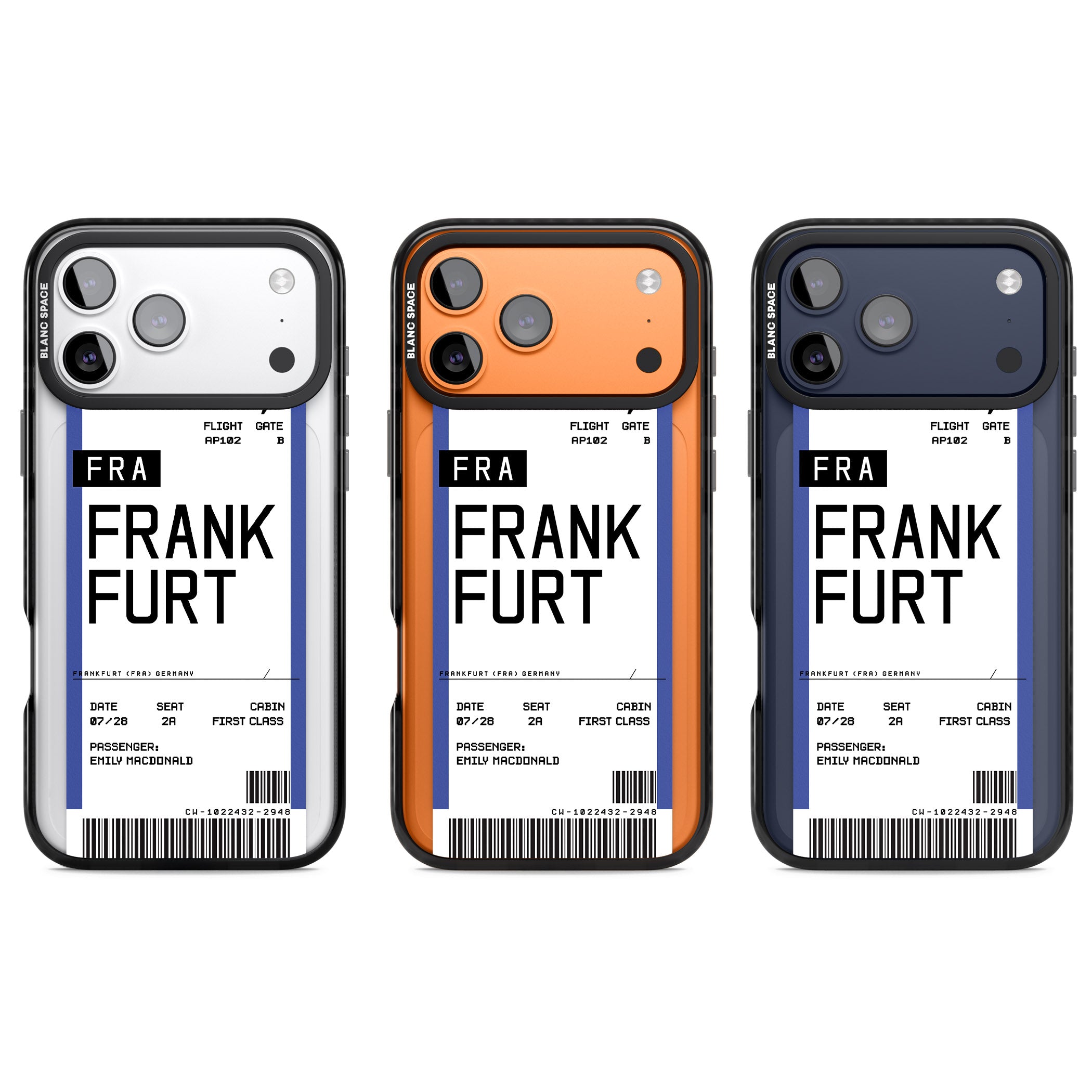 Personalised Frankfurt Boarding Pass iPhone 17 Pro Impact Pro Black Phone Case APT Impact Protection