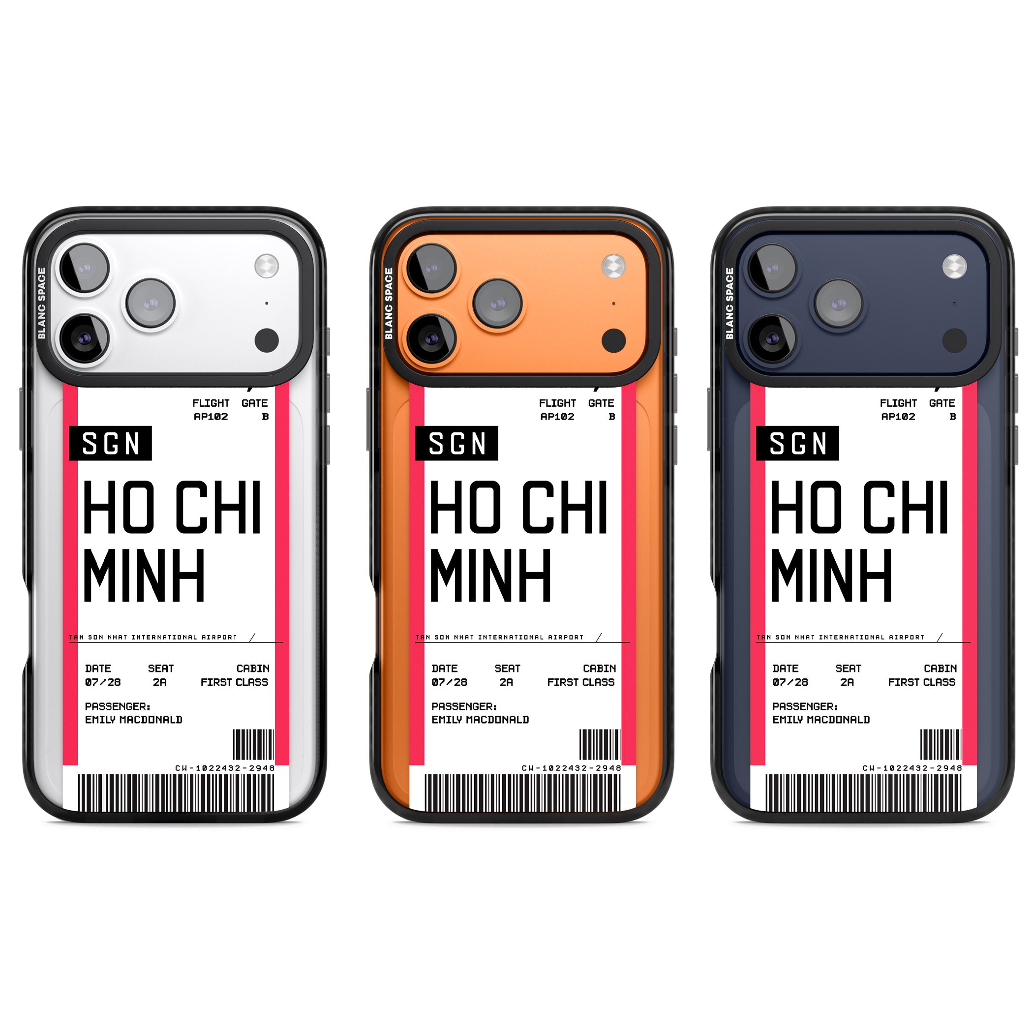 Personalised Ho Chi Minh Boarding Pass iPhone 17 Pro Impact Pro Black Phone Case APT Impact Protection