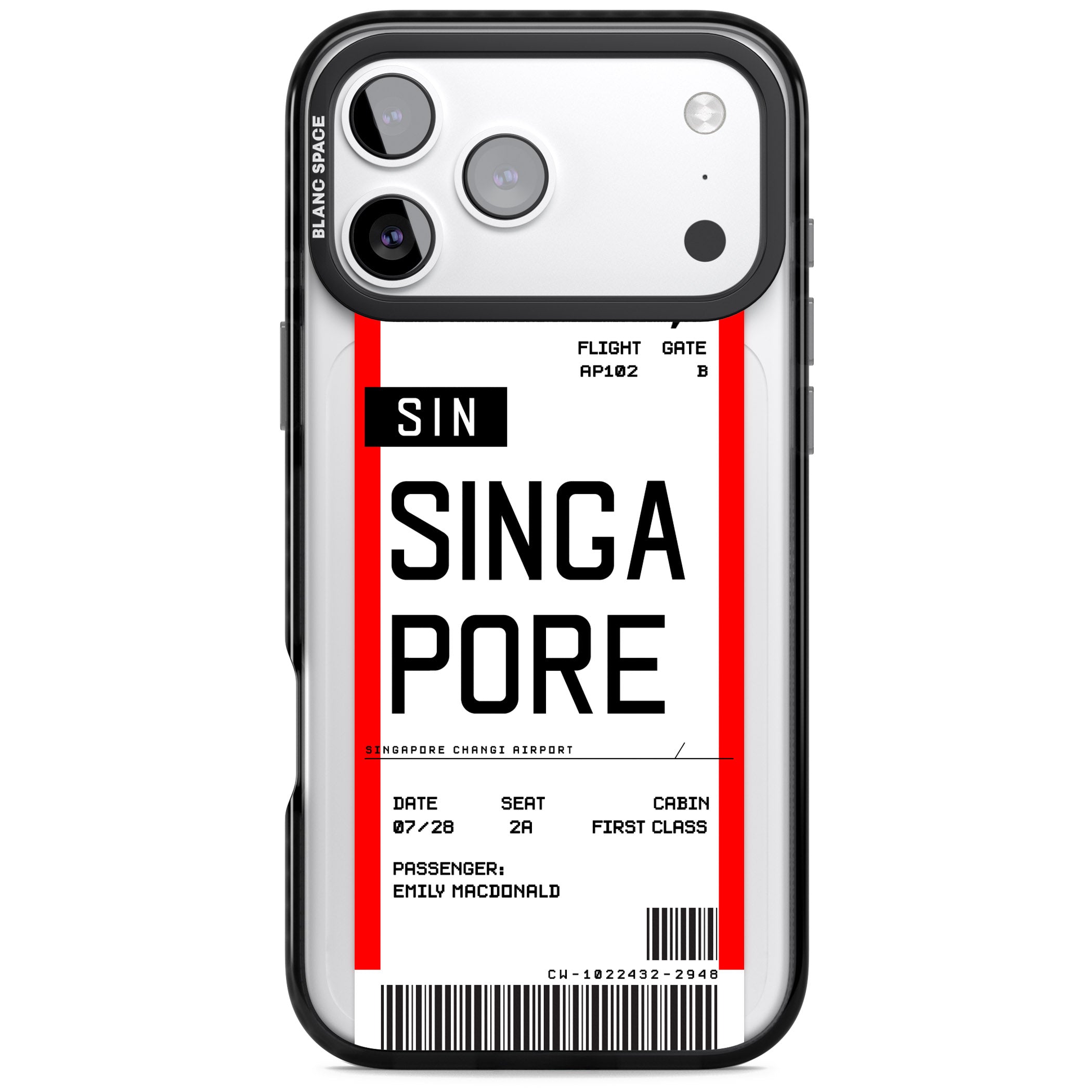 Personalised Singapore Boarding Pass iPhone 17 Pro Impact Pro Black Phone Case