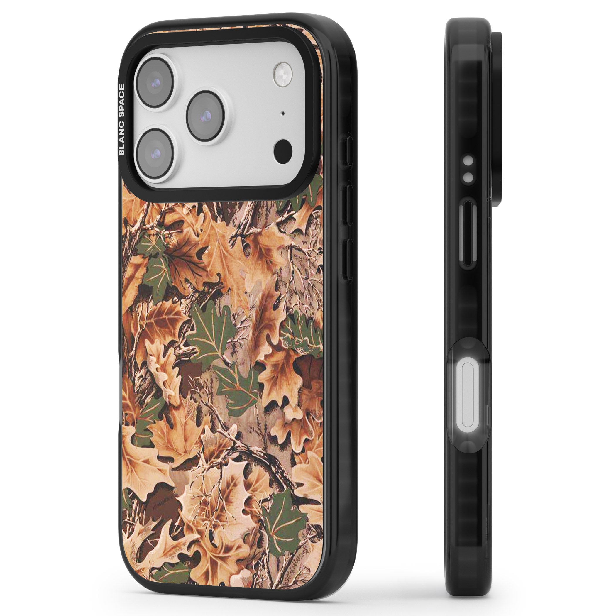 Leaves Camo iPhone 17 Pro Max Impact Pro Black Phone Case Side Profile