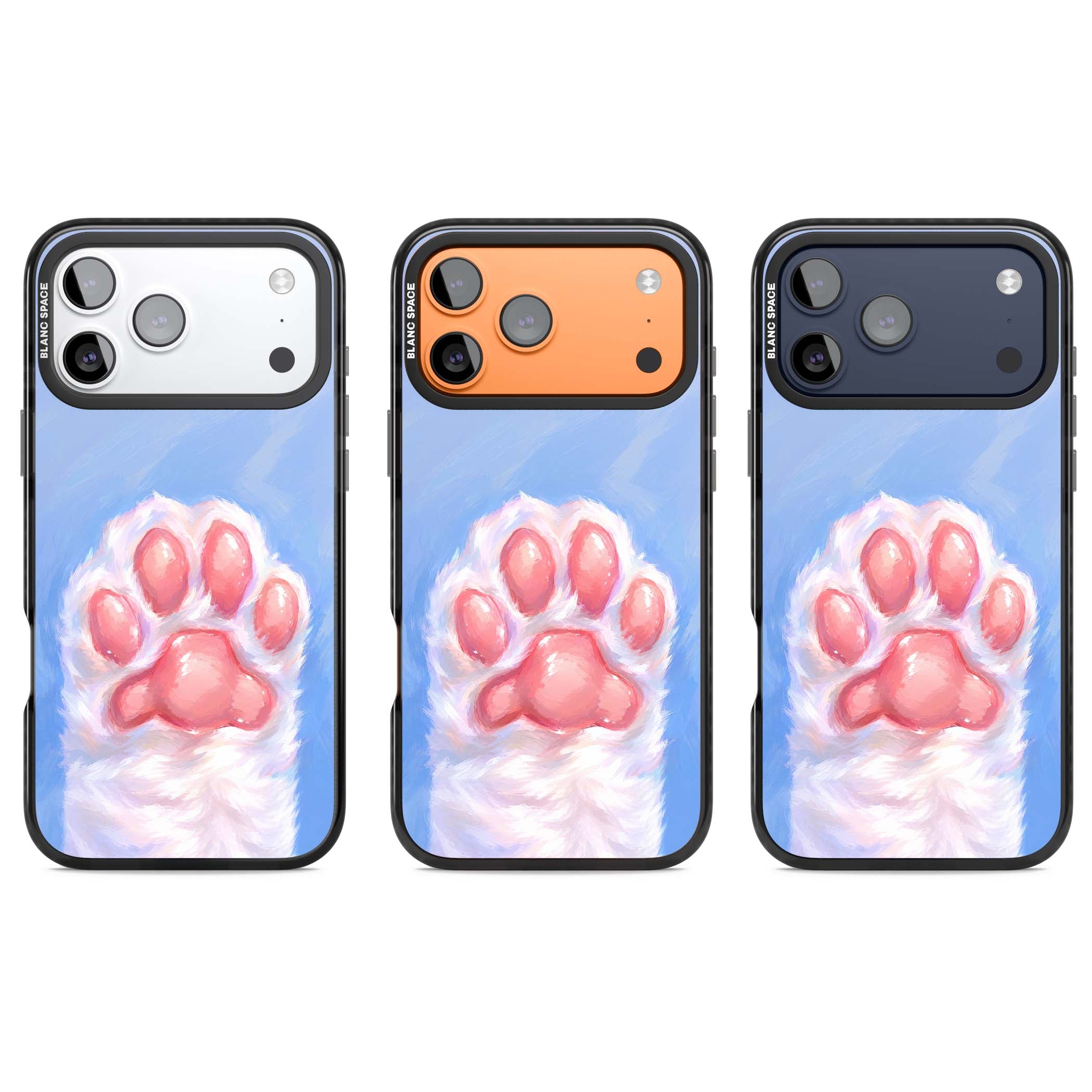 Soft White Paw cute iPhone case | Black Impact Magsafe case for iPhone 17 Pro, iPhone 17 Pro Max