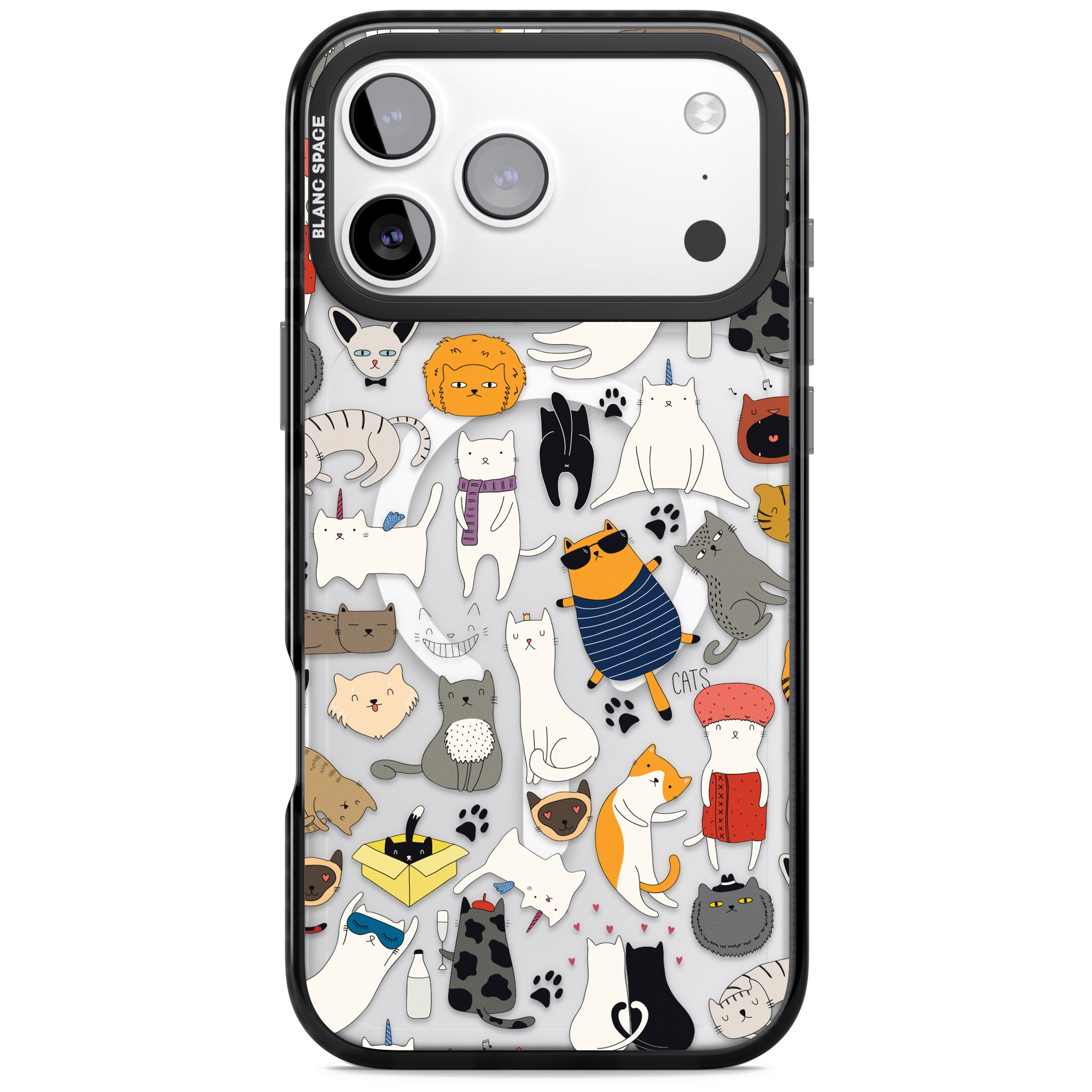 Cartoon Cat Collage iPhone 17 Pro Impact Pro Black Phone Case