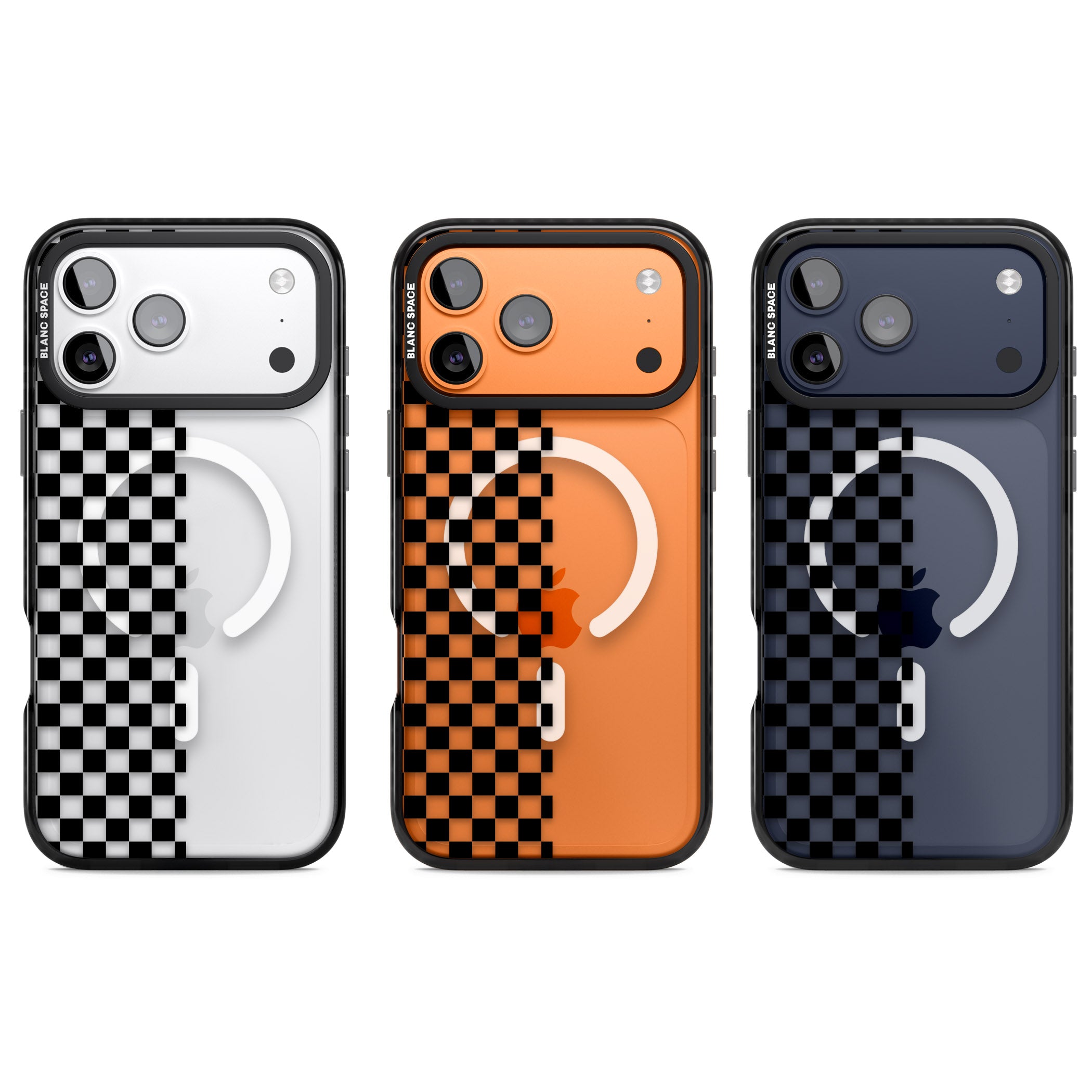 Checker: Half Black Check On Clear iPhone 17 Pro Impact Pro Black Phone Case APT Impact Protection