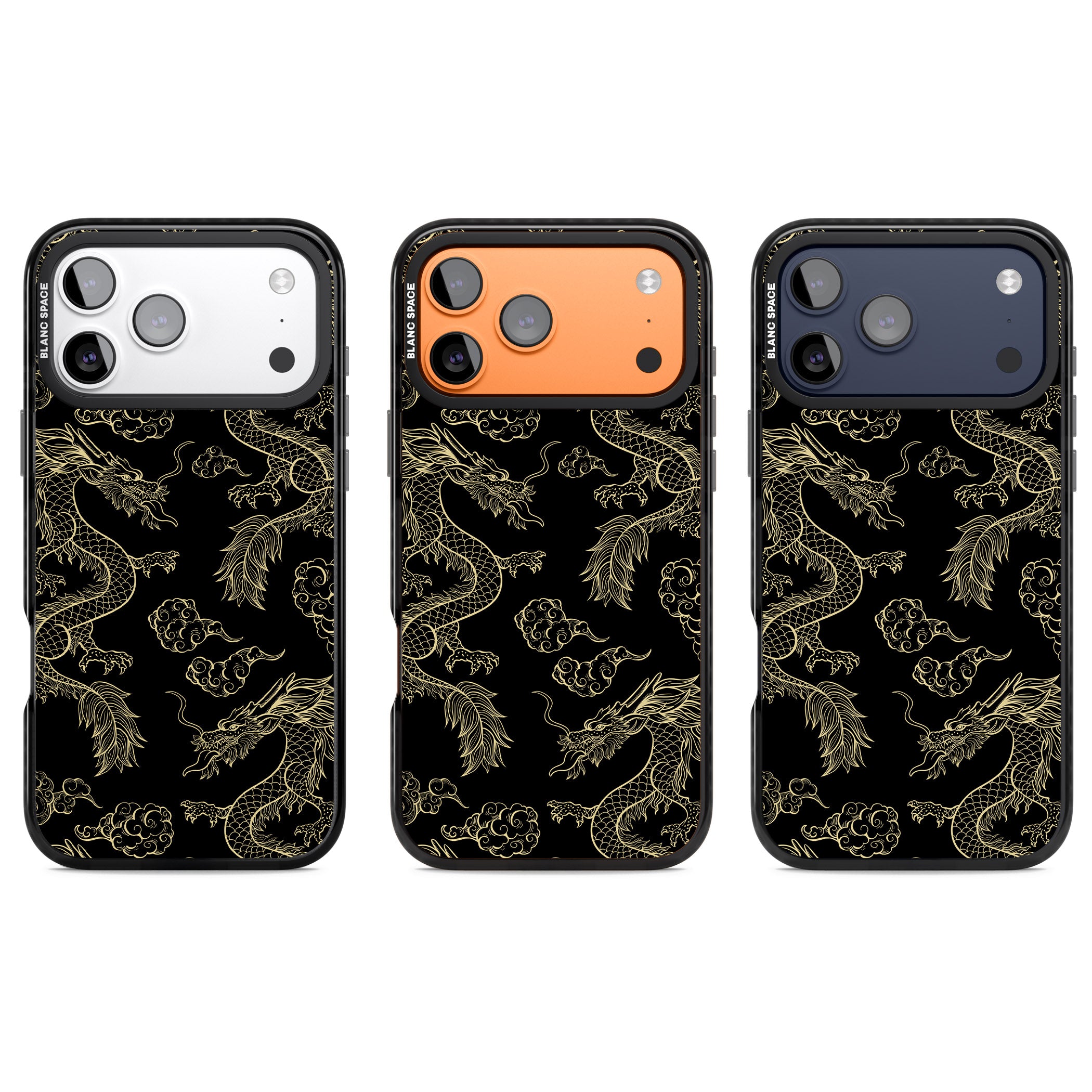Black And Gold Dragon Pattern iPhone 17 Pro Impact Pro Black Phone Case APT Impact Protection