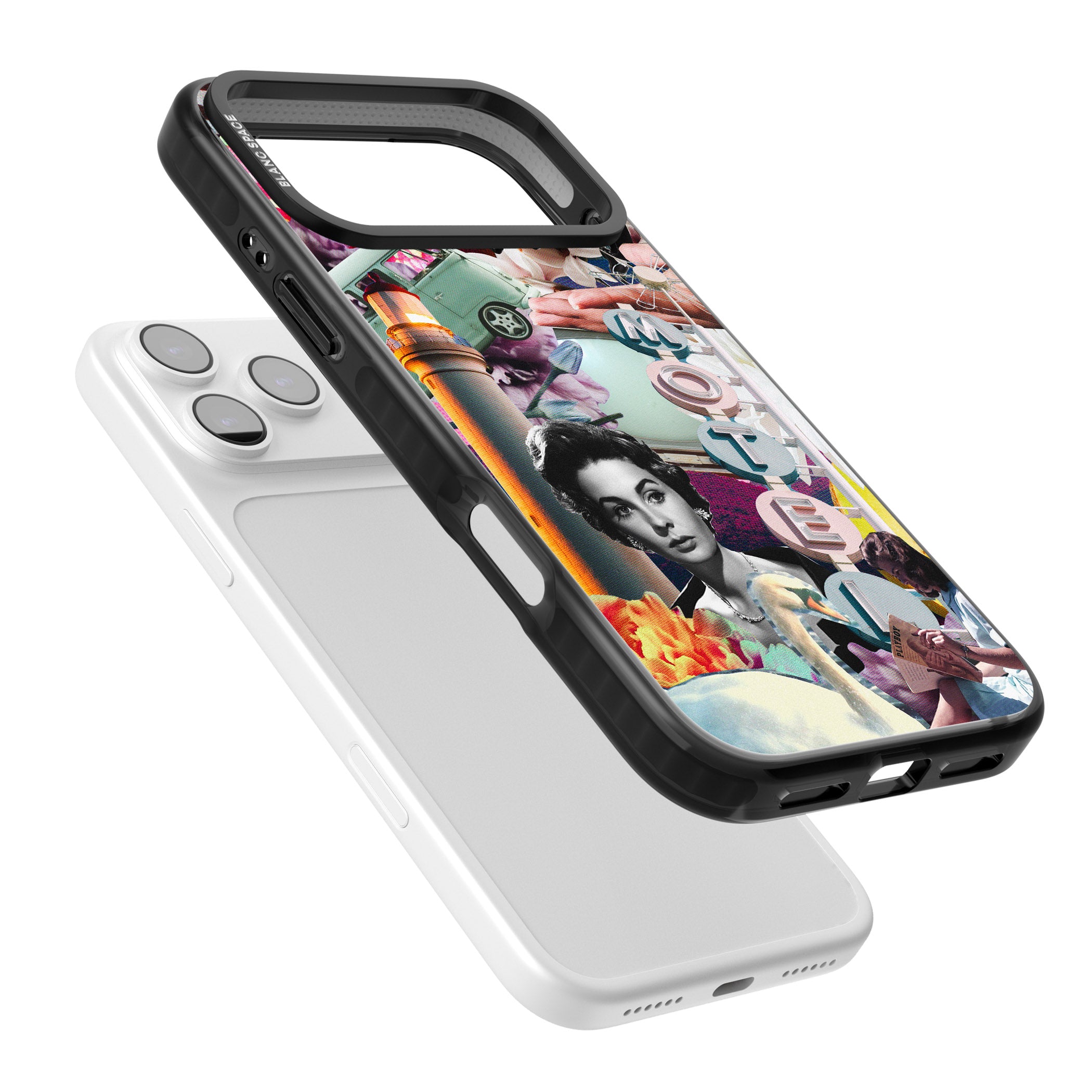 Retro Motel Collage iPhone 17 Pro Impact Pro Black Phone Case Colours