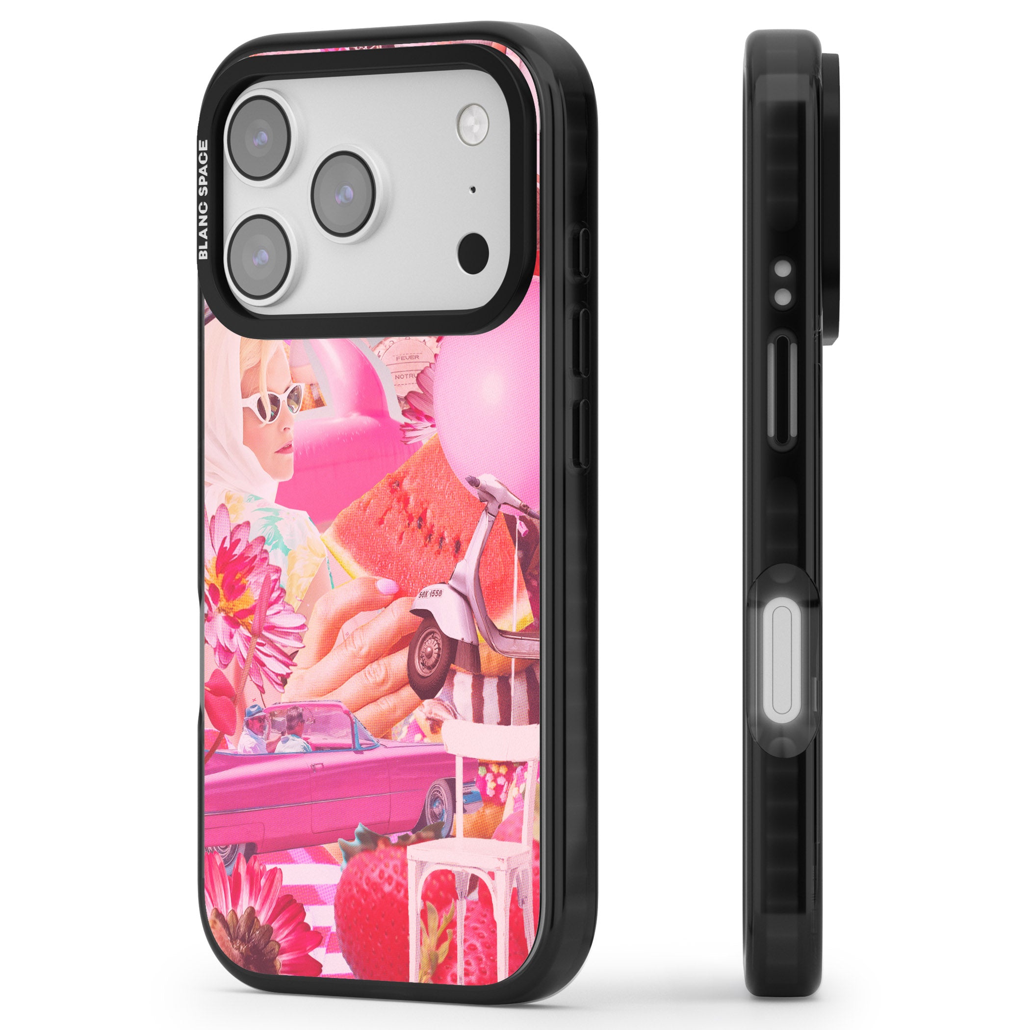 Retro Pink Glamour iPhone 17 Pro Impact Pro Black Phone Case Side Profile