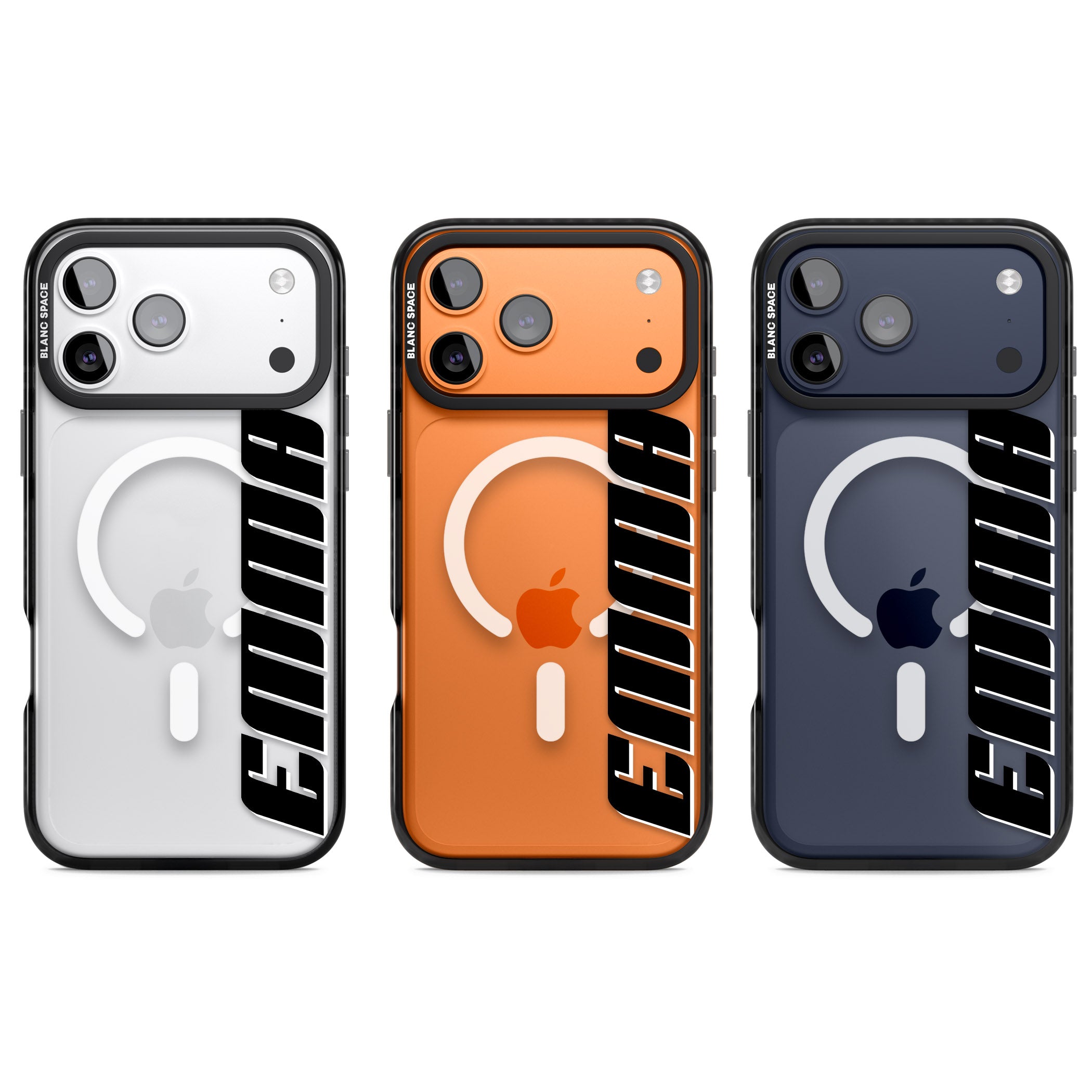 Personalised Vertical Bold Name iPhone 17 Pro Impact Pro Black Phone Case APT Impact Protection