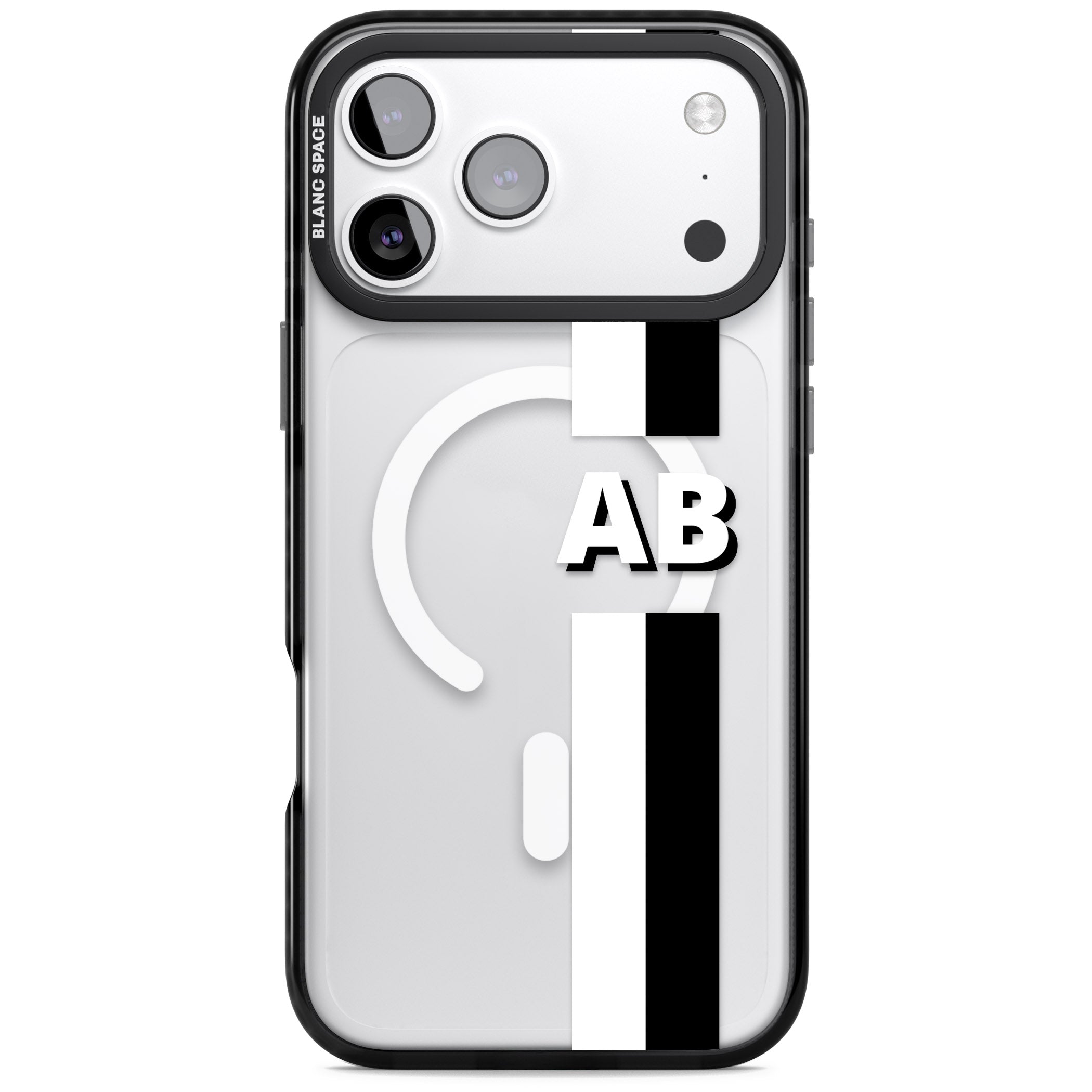 Personalised Bold Two Stripe Name iPhone 17 Pro Max Impact Pro Black Phone Case
