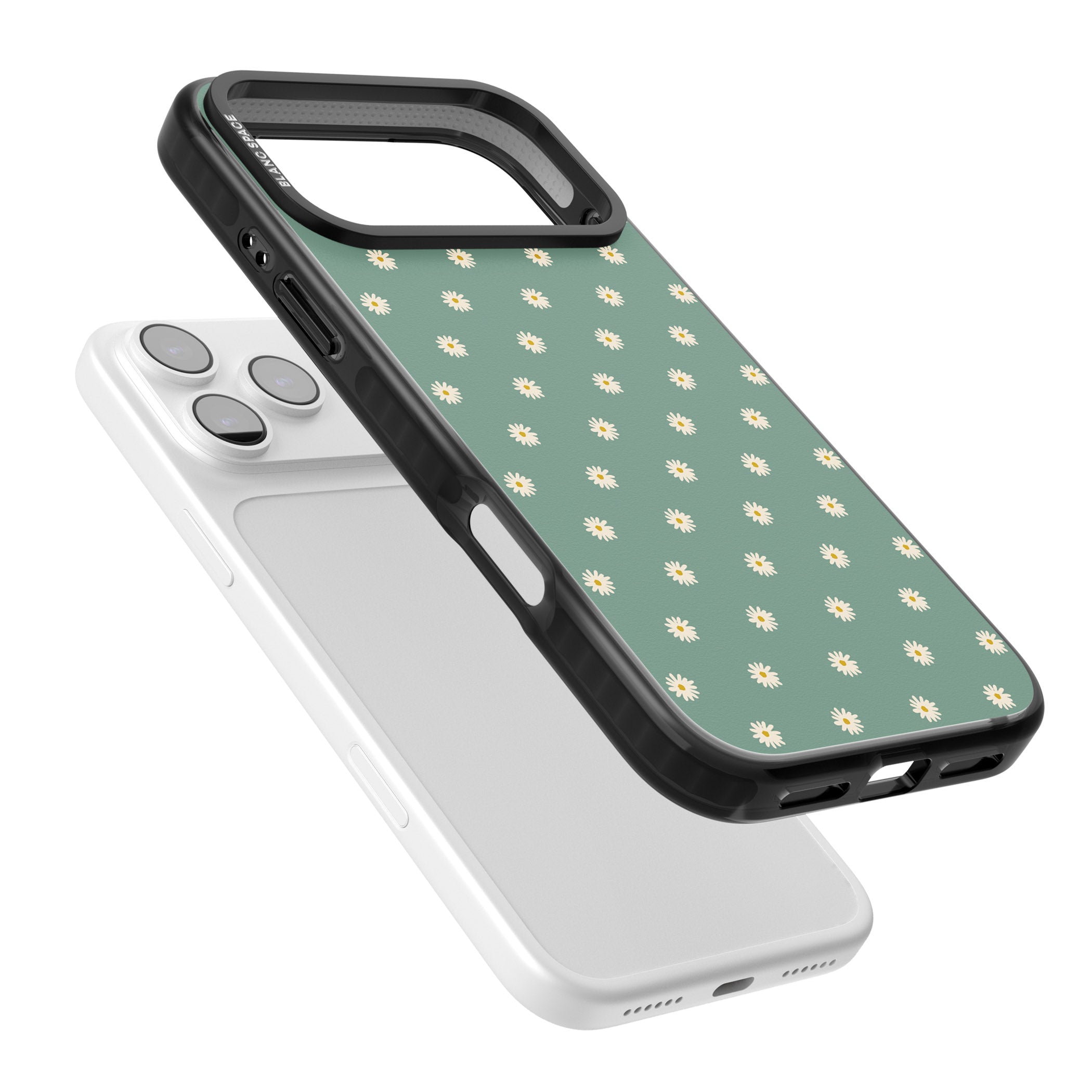 Sage Daisy Floral iPhone 17 Pro Impact Pro Black Phone Case Colours
