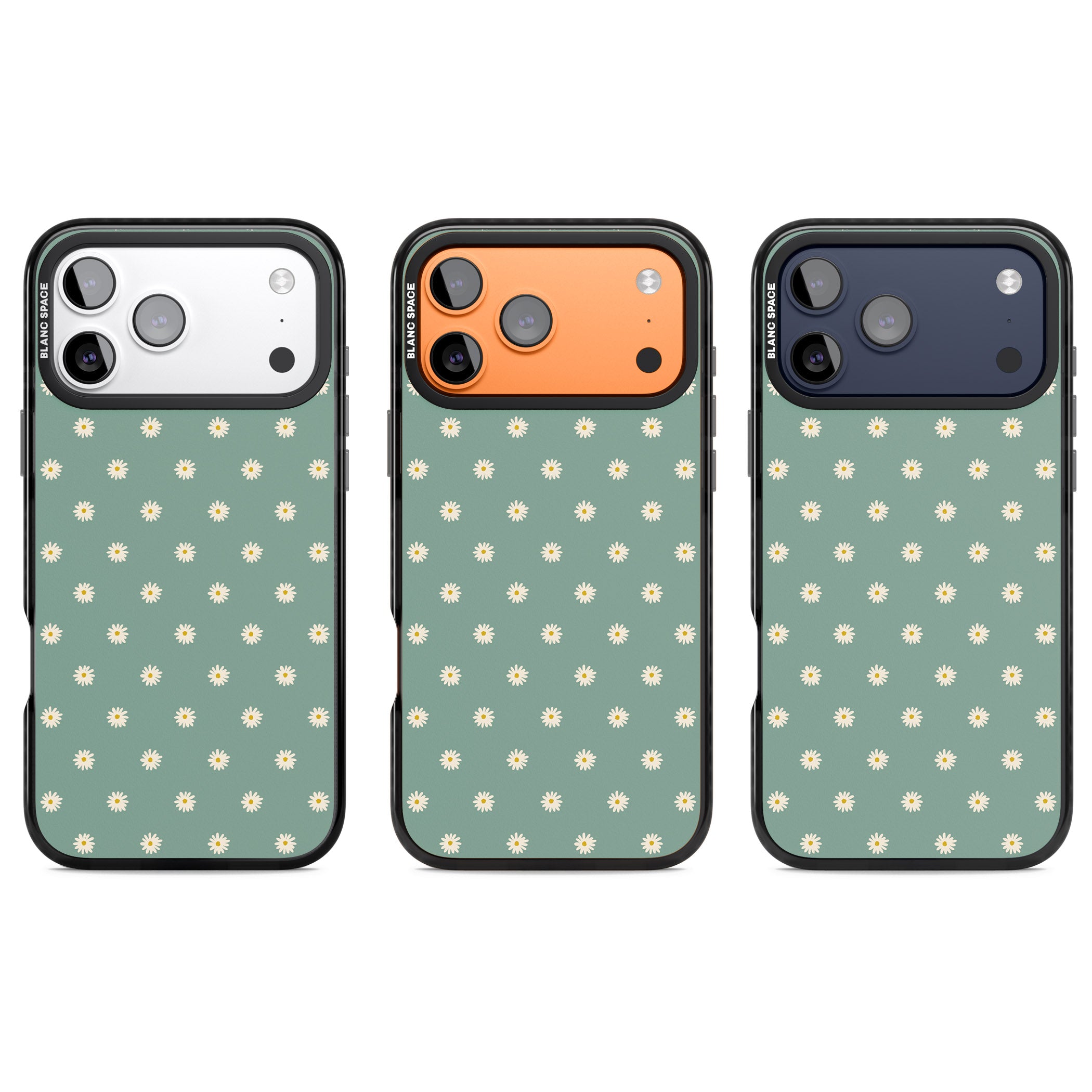 Sage Daisy Floral iPhone 17 Pro Impact Pro Black Phone Case APT Impact Protection