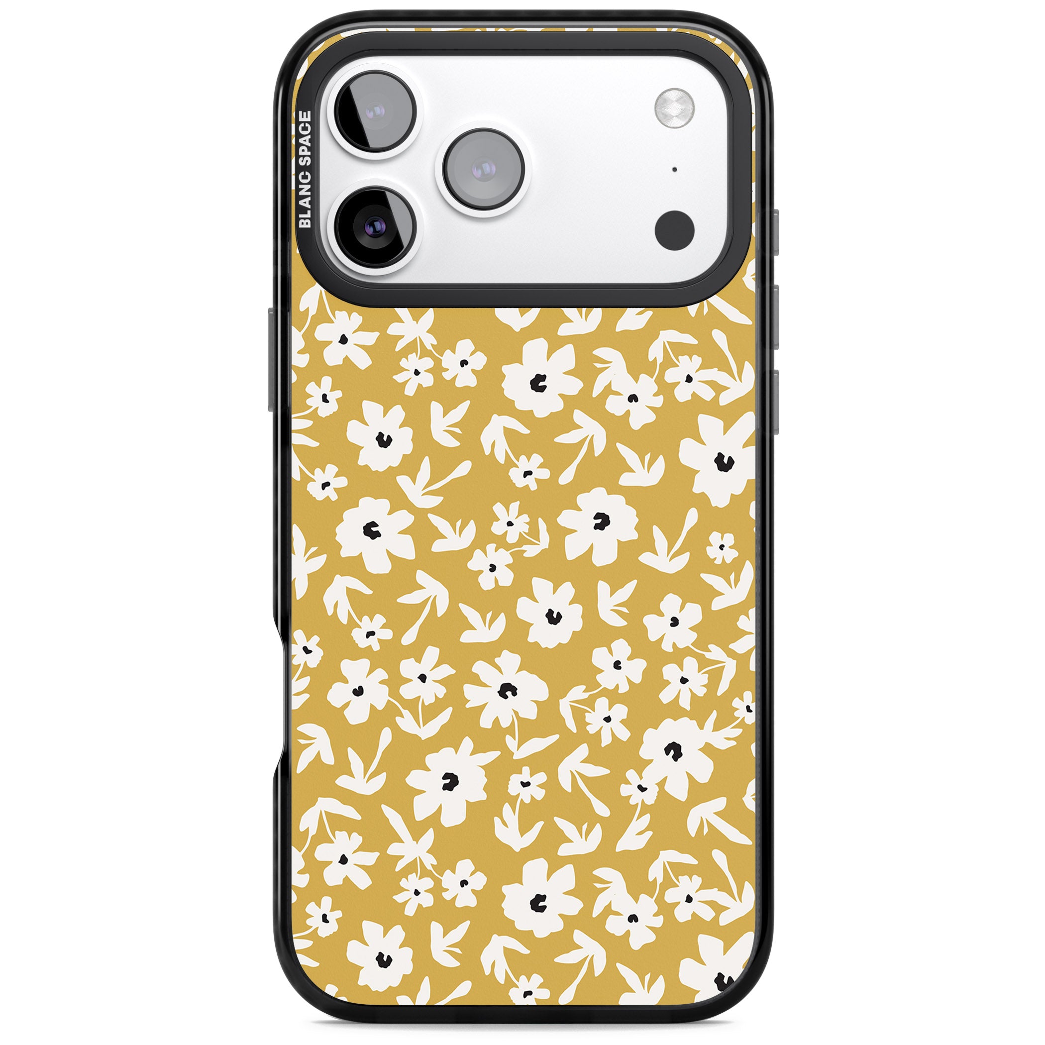 Mustard Floral iPhone 17 Pro Max Impact Pro Black Phone Case