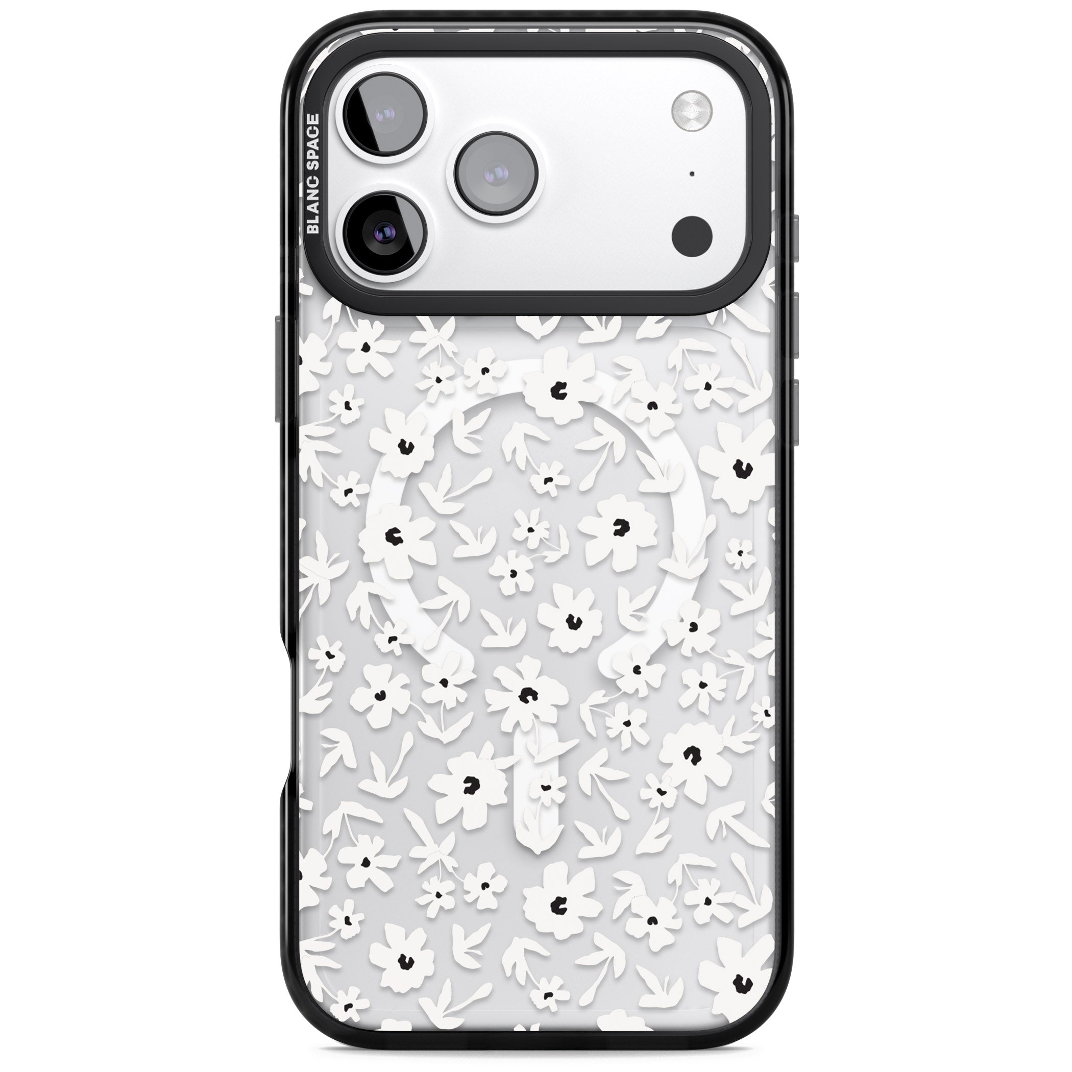 Monochrome Floral iPhone 17 Pro Impact Pro Black Phone Case