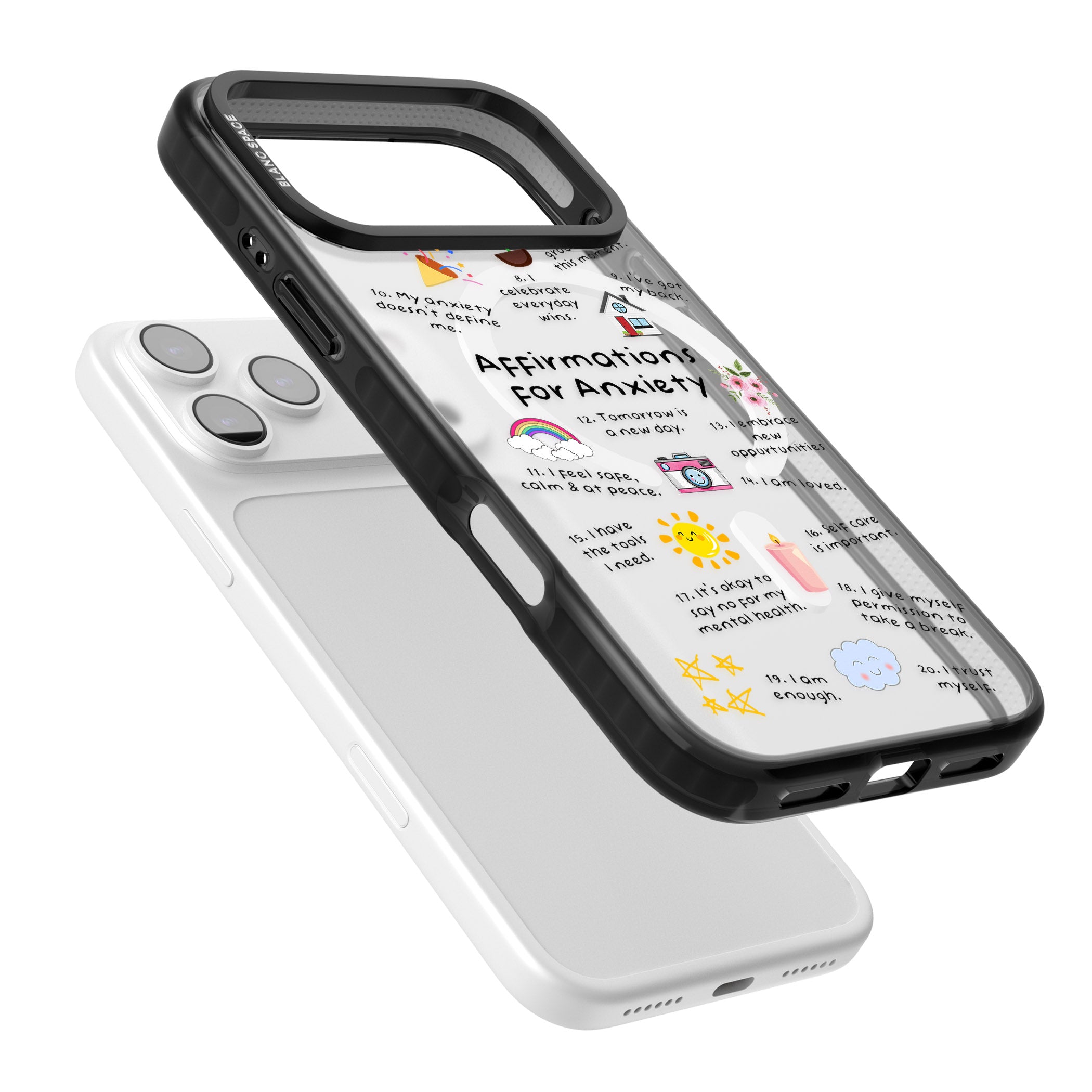 Anxiety Black Text iPhone 17 Pro Impact Pro Black Phone Case Colours