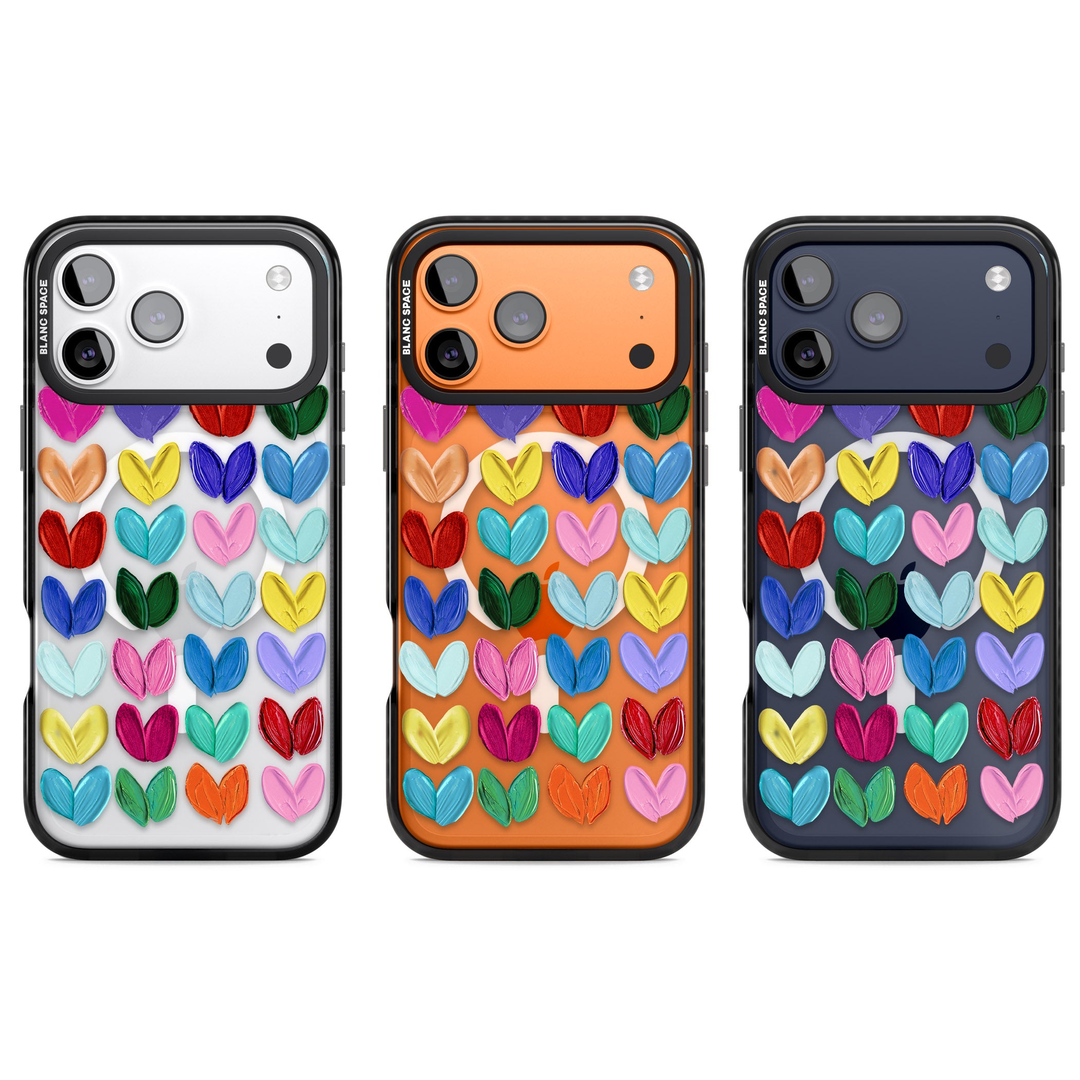 Oil Painted Hearts iPhone 17 Pro Impact Pro Black Phone Case APT Impact Protection