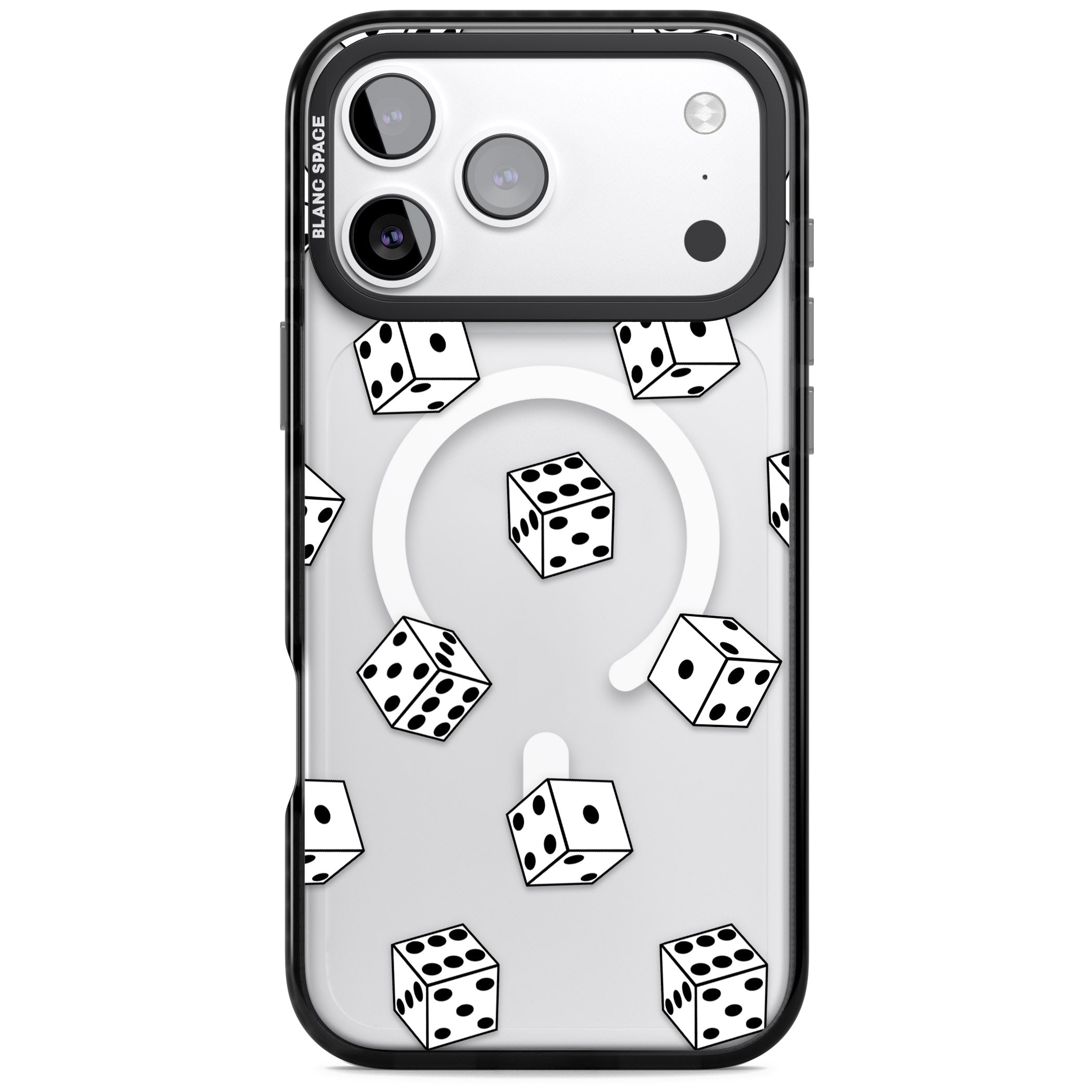 Clear Dice Pattern iPhone 17 Pro Max Impact Pro Black Phone Case