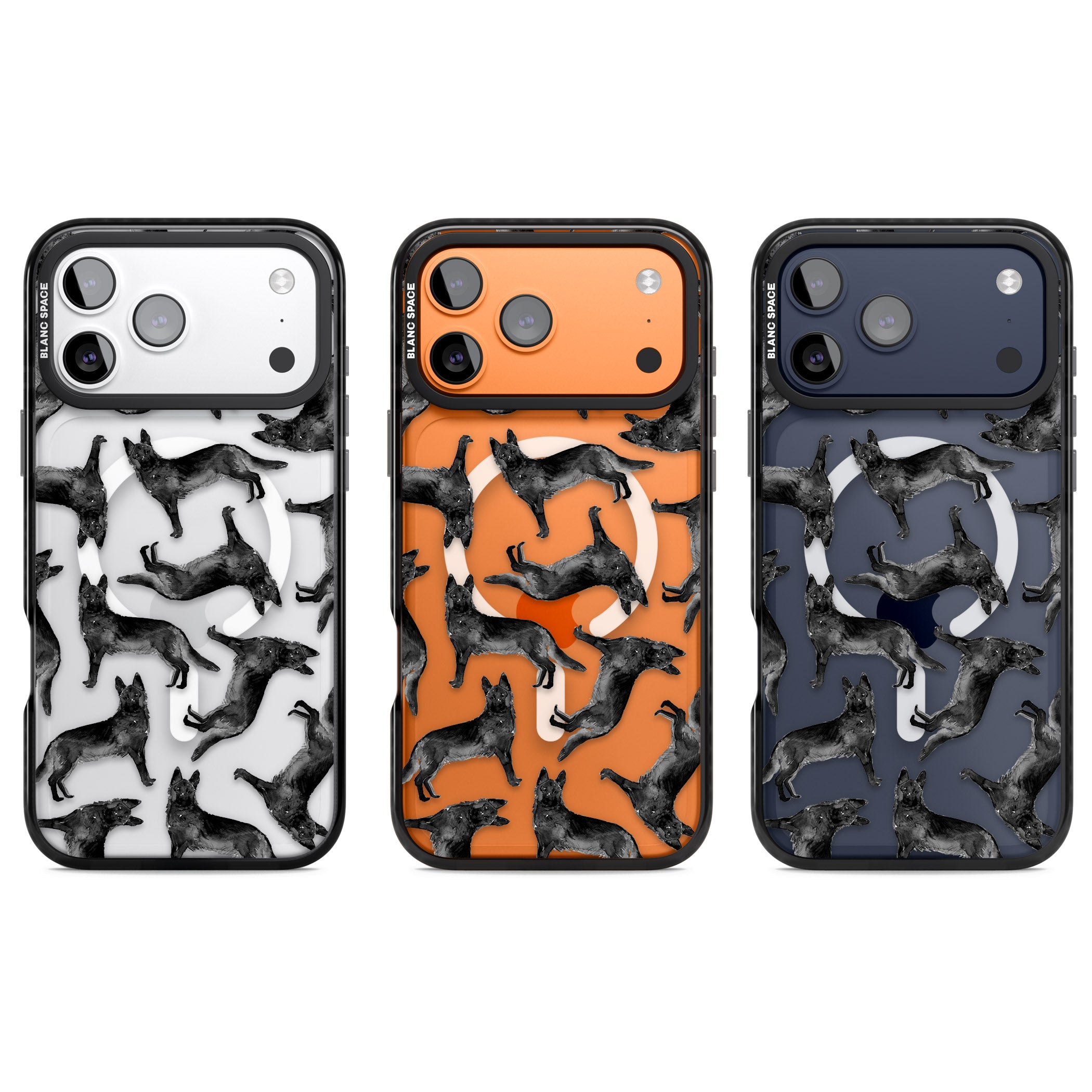 German Shepherd Pattern Black iPhone 17 Pro Impact Pro Black Phone Case APT Impact Protection