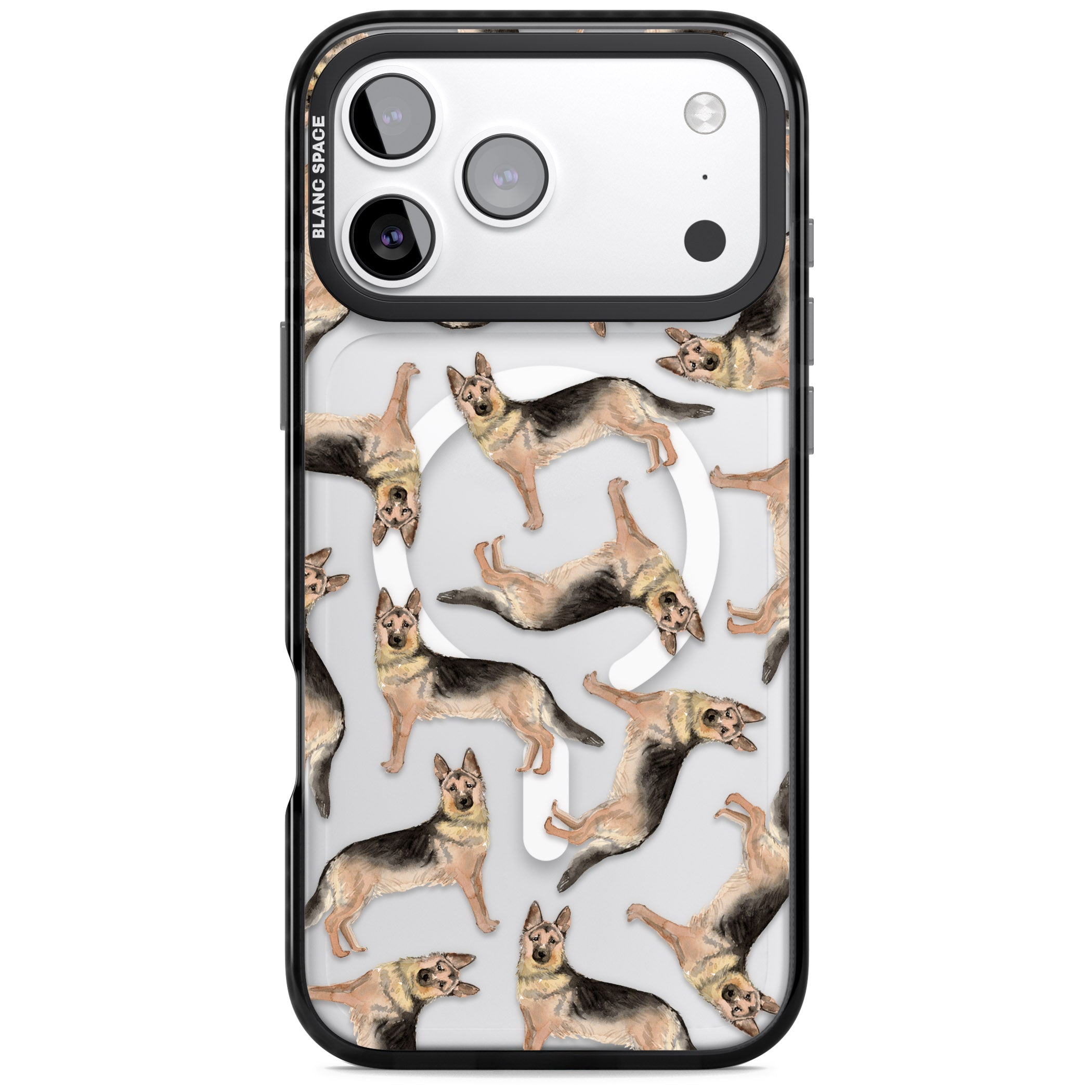 German Shepherd Pattern Classic iPhone 17 Pro Impact Pro Black Phone Case