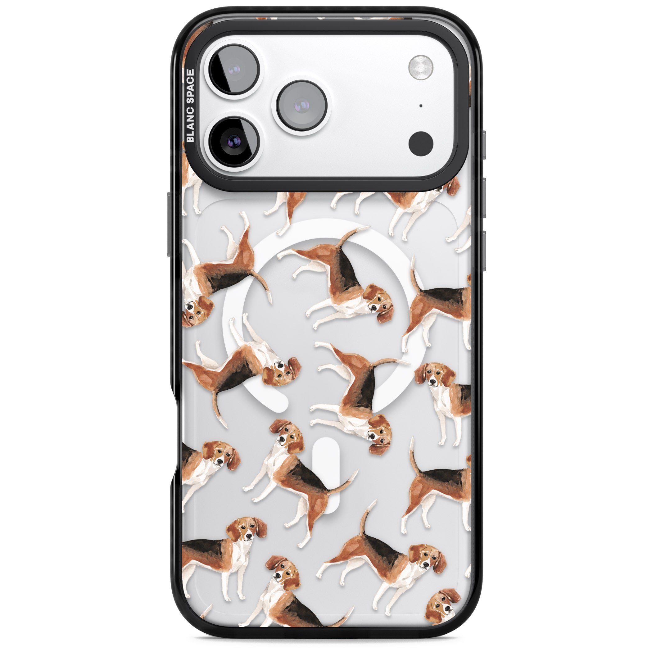 Beagle Watercolor Pattern iPhone 17 Pro Impact Pro Black Phone Case