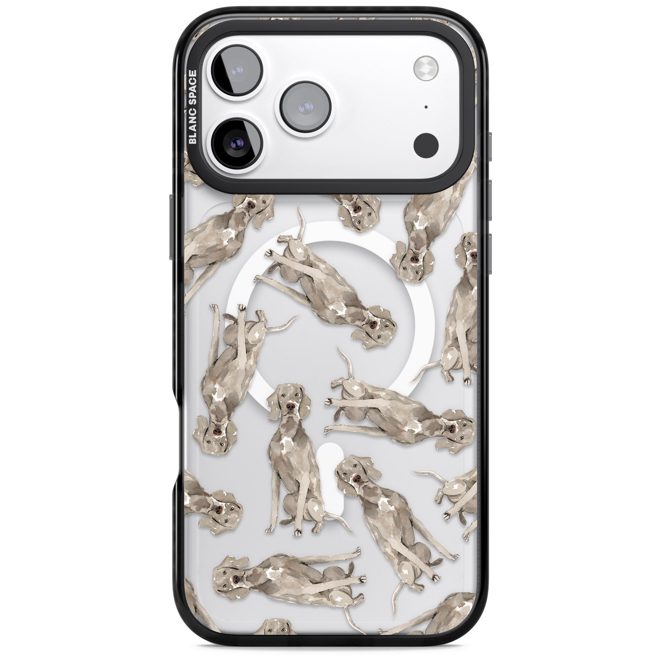 Weimaraner Watercolor Dog iPhone 17 Pro Impact Pro Black Phone Case
