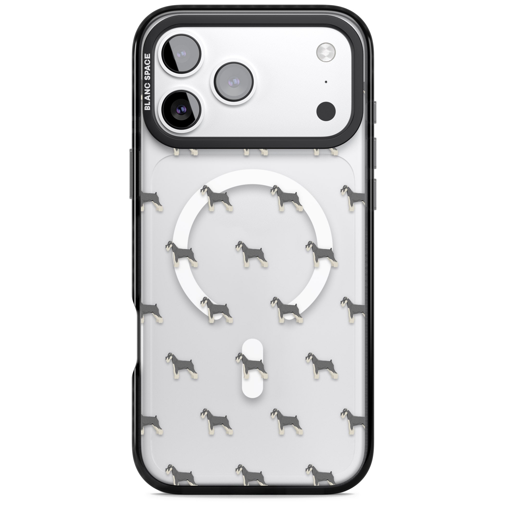 Schnauzer Dog Pattern iPhone 17 Pro Impact Pro Black Phone Case