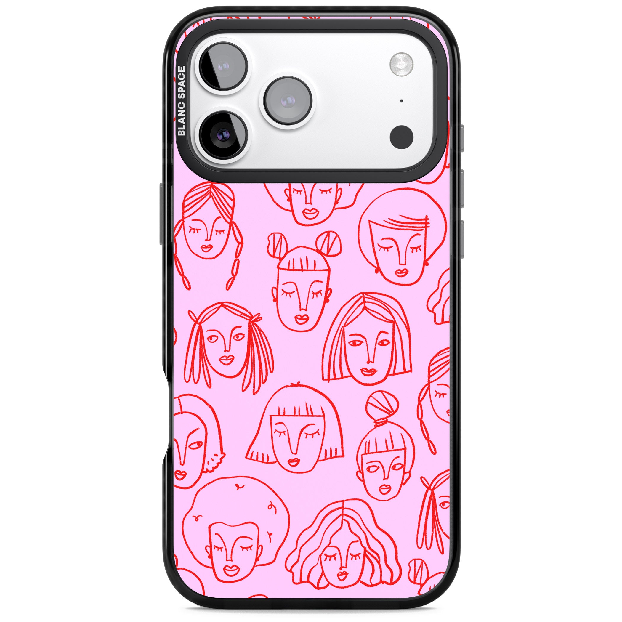 Girl Portrait Doodles iPhone 17 Pro Impact Pro Black Phone Case