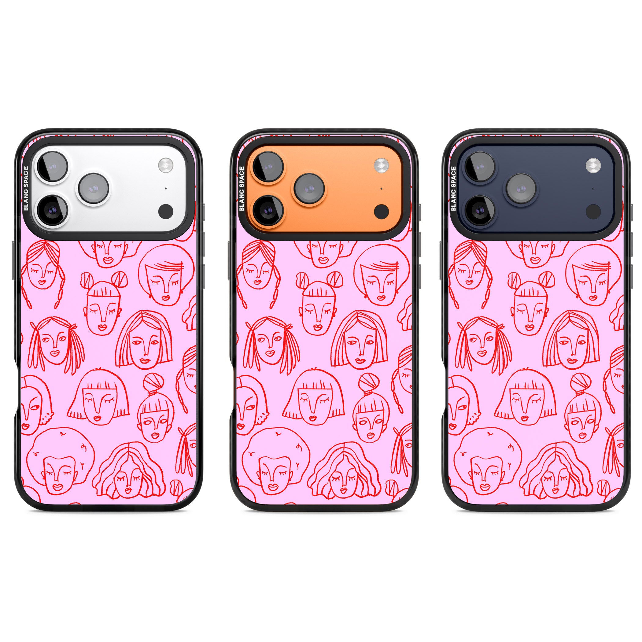 Girl Portrait Doodles iPhone 17 Pro Impact Pro Black Phone Case APT Impact Protection