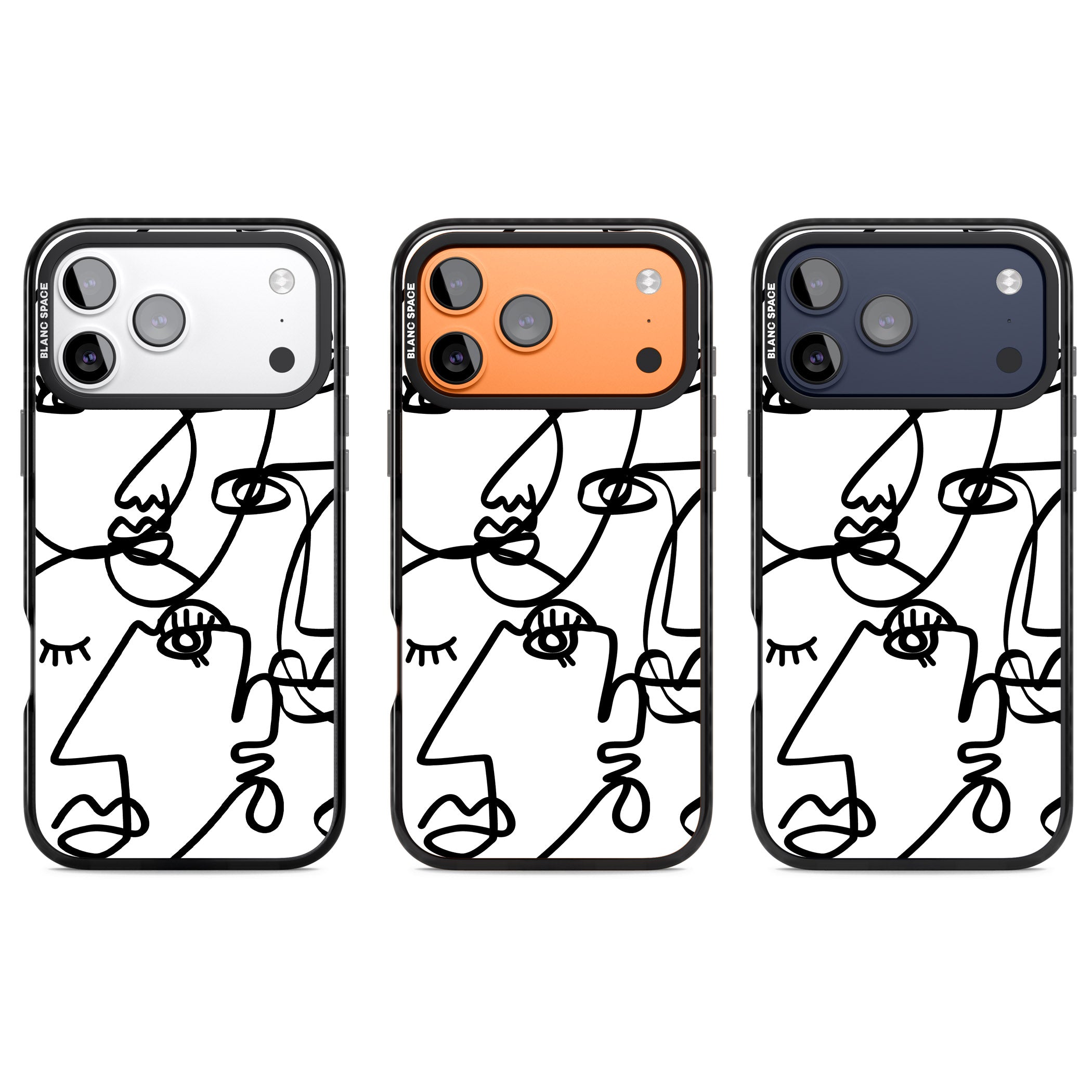 Abstract Line Art Black White iPhone 17 Pro Impact Pro Black Phone Case APT Impact Protection