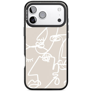 Abstract Line Art White Beige