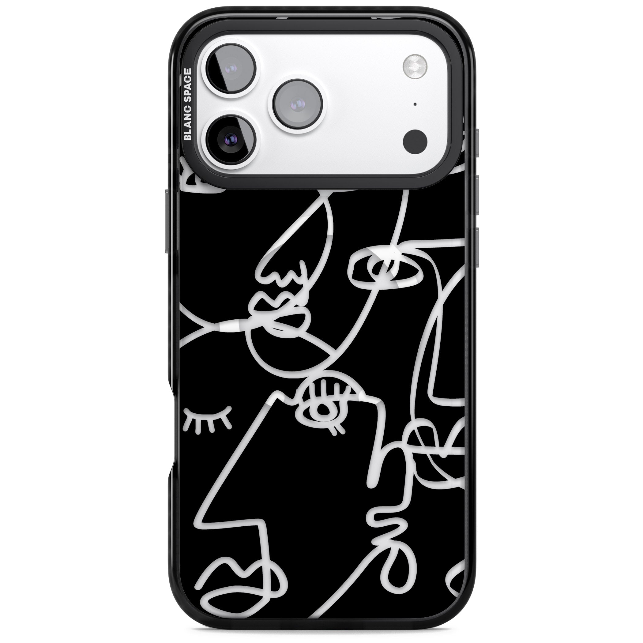 Abstract Line Art Clear Black iPhone 17 Pro Impact Pro Black Phone Case