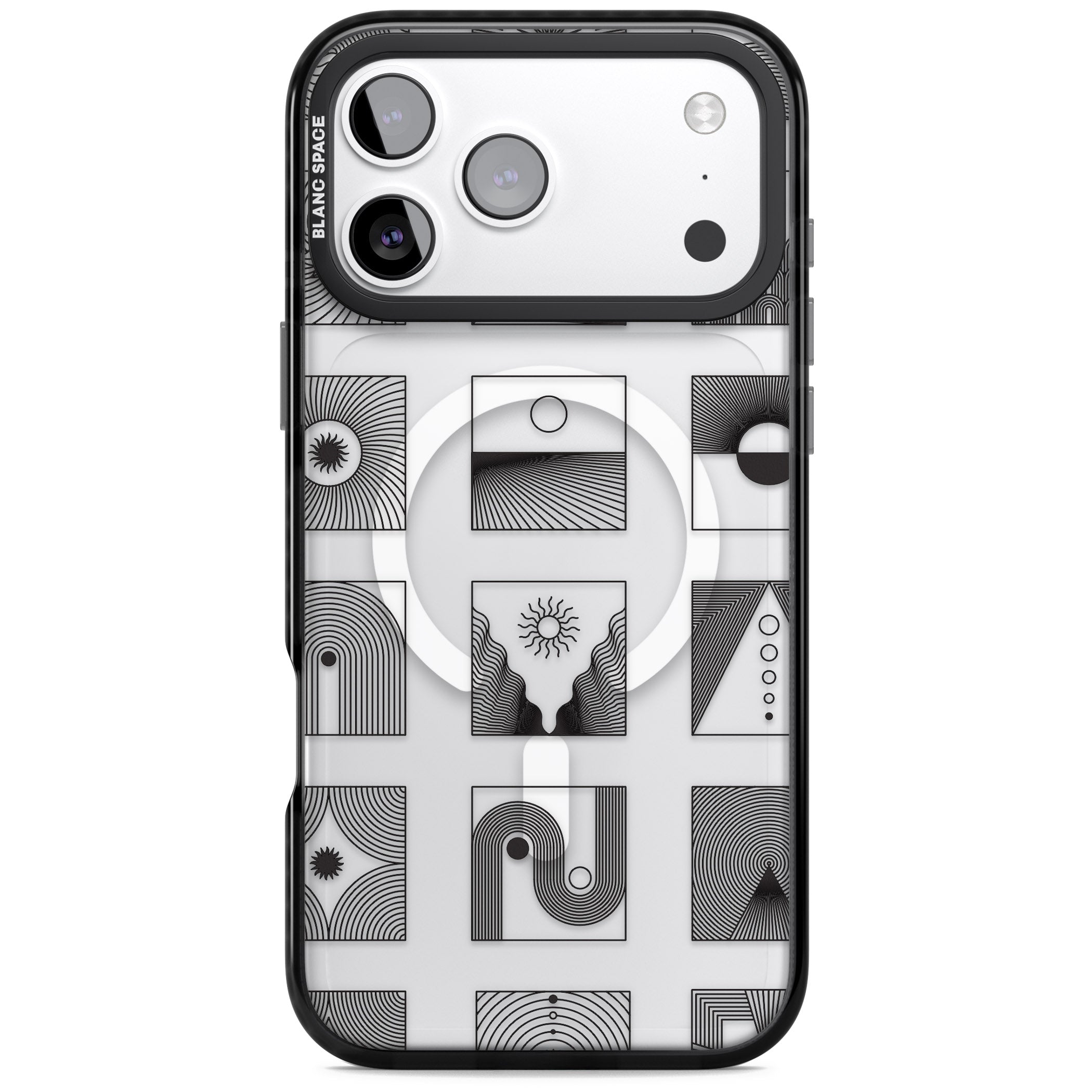 Geometric Pattern Trio: Artistic Blend iPhone 17 Pro Impact Pro Black Phone Case