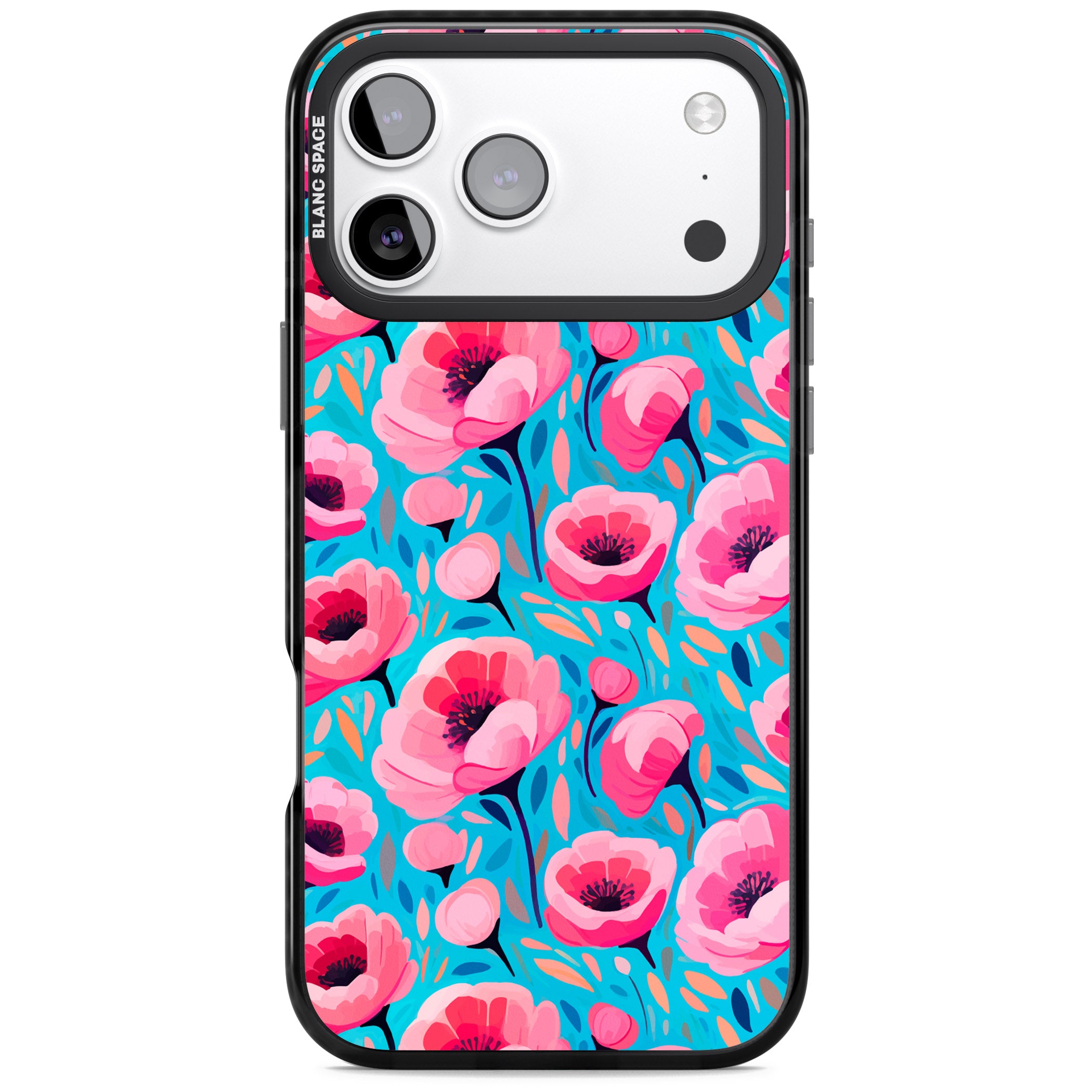 Tropical Pink Poppies iPhone 17 Pro Max Impact Pro Black Phone Case