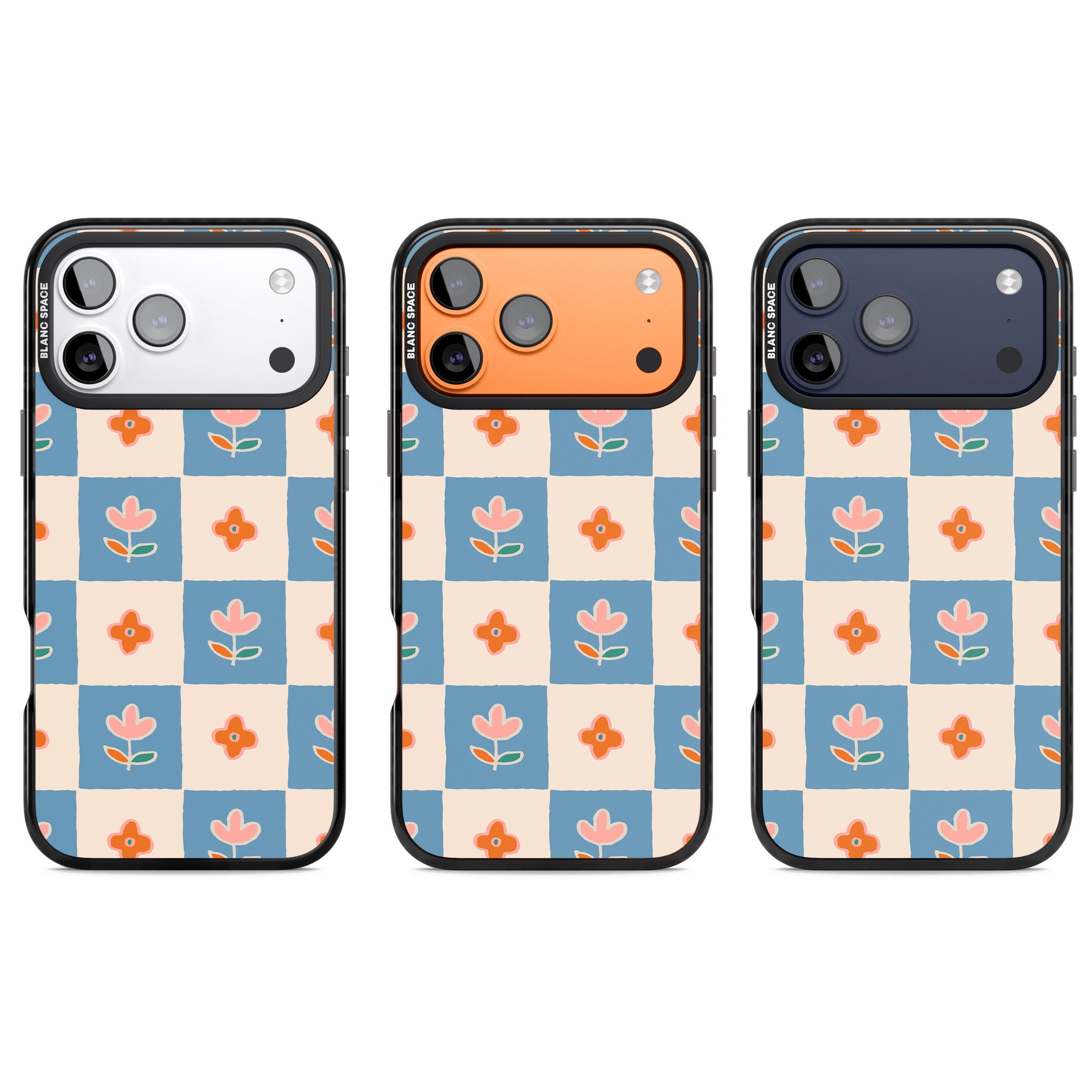 Vintage Bloom Checkered iPhone 17 Pro Impact Pro Black Phone Case APT Impact Protection