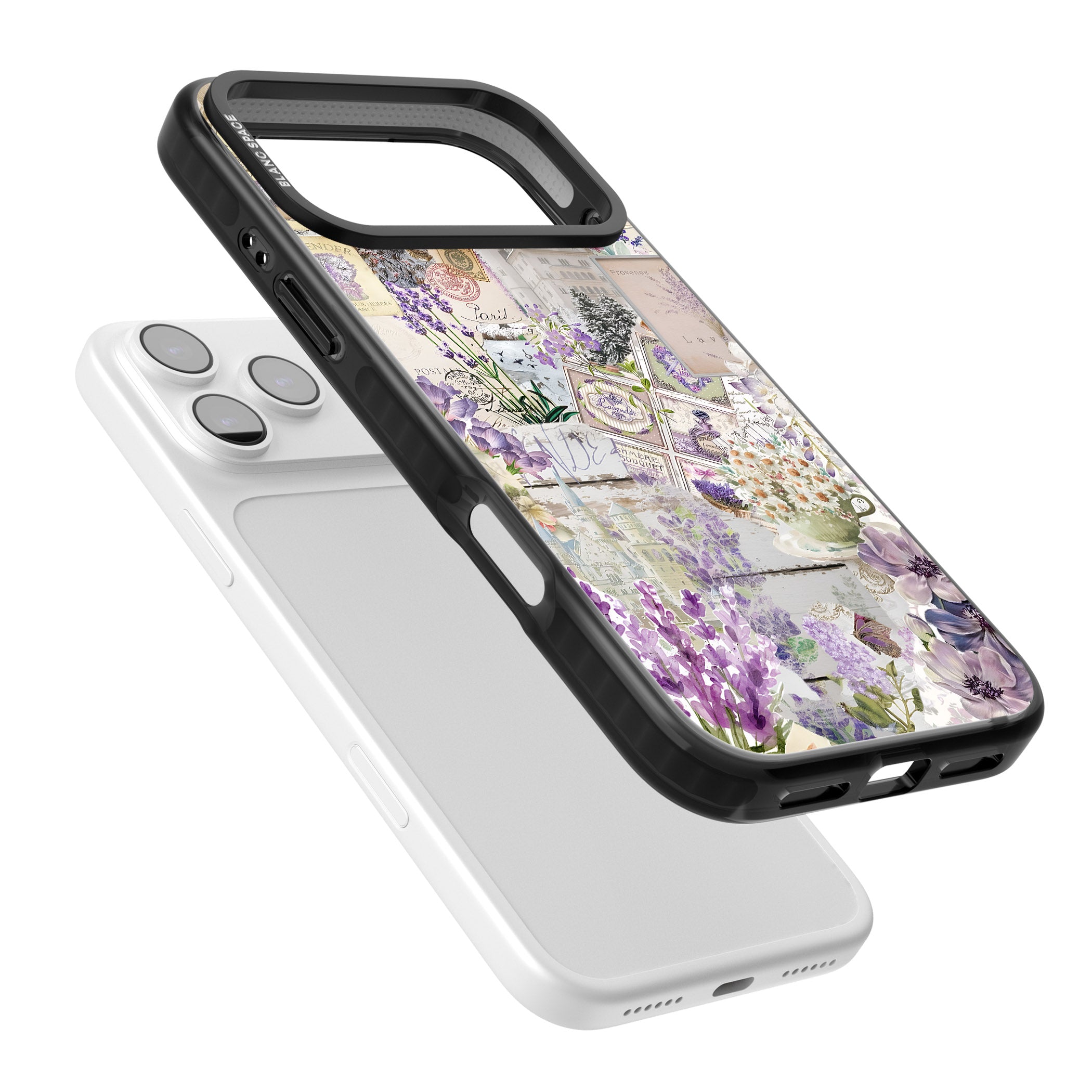 Soft Lavender Collage iPhone 17 Pro Impact Pro Black Phone Case Colours