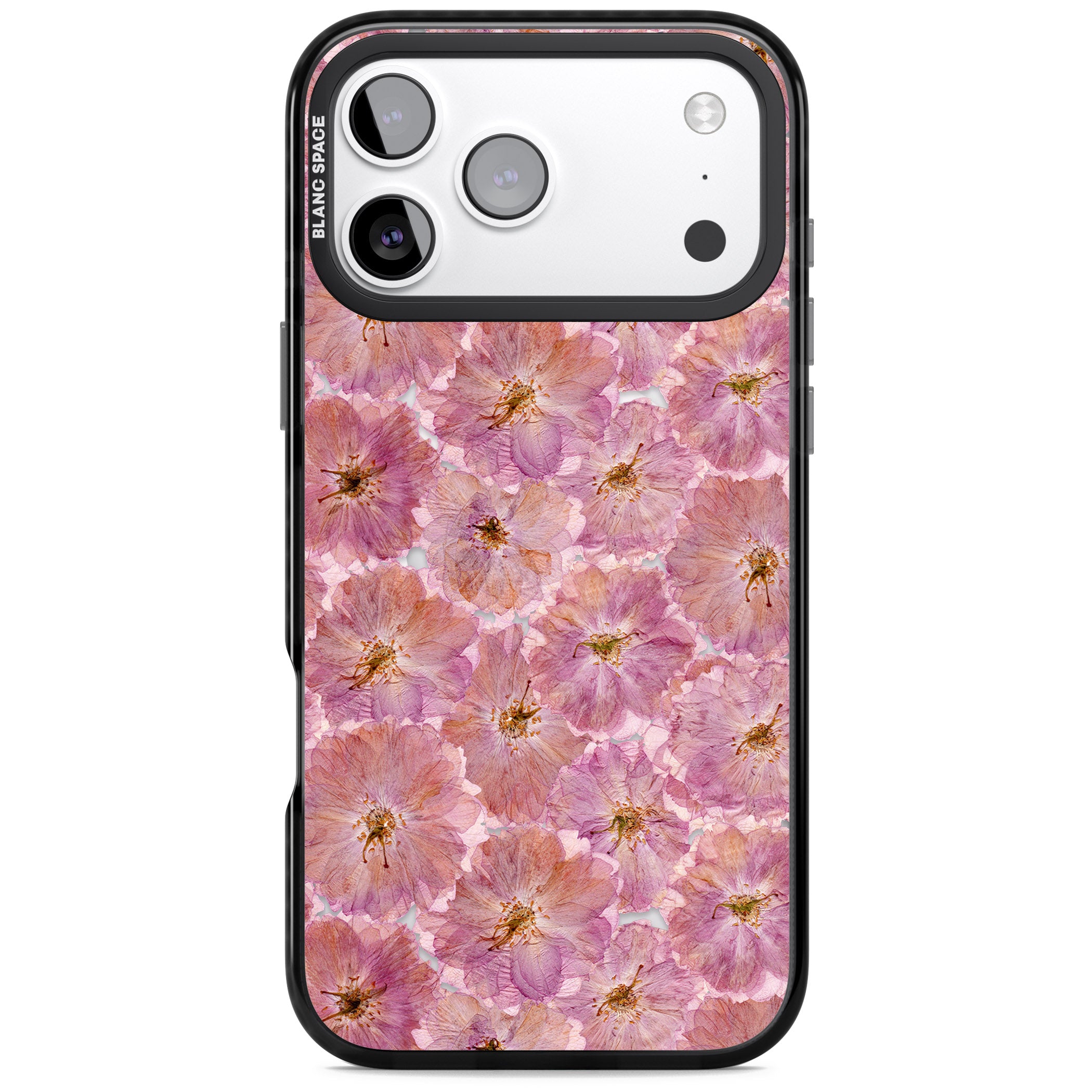 Large Pink Florals iPhone 17 Pro Impact Pro Black Phone Case