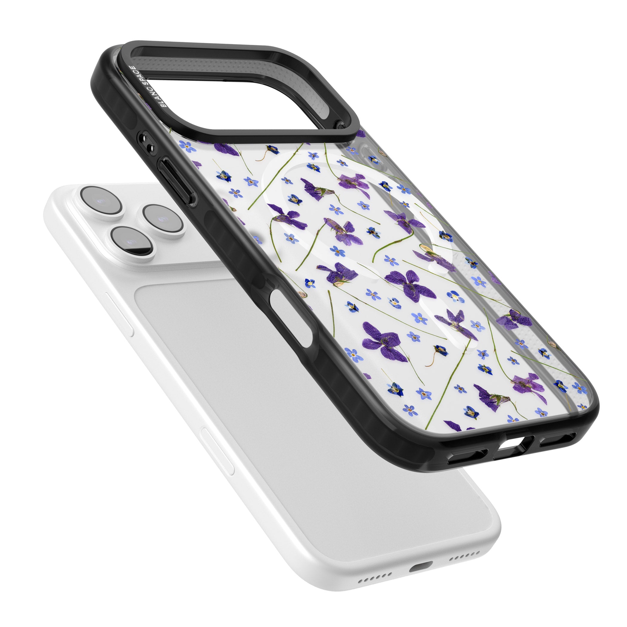 Pressed Violet Flower iPhone 17 Pro Impact Pro Black Phone Case Colours
