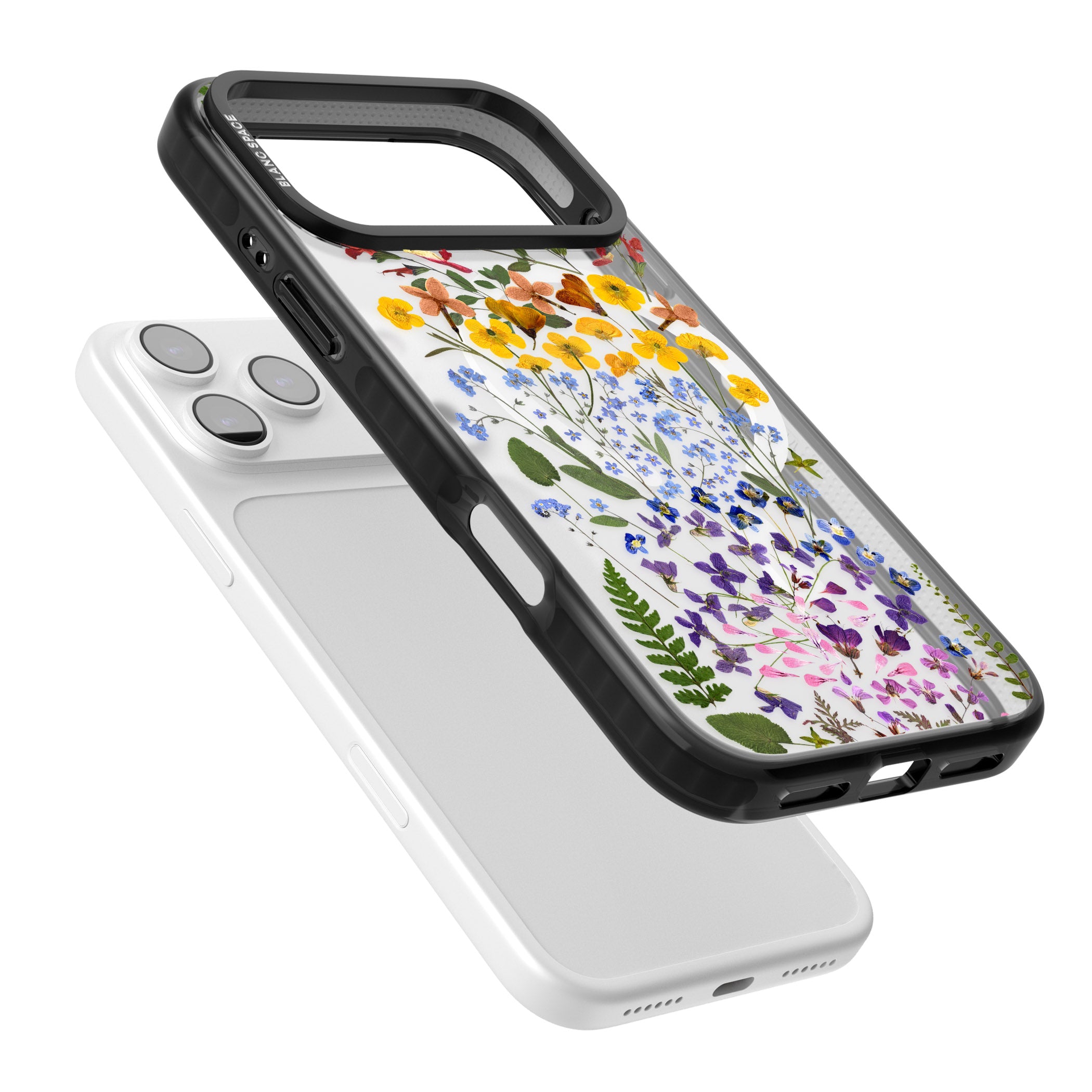 Pressed Wildflower Stripe iPhone 17 Pro Impact Pro Black Phone Case Colours