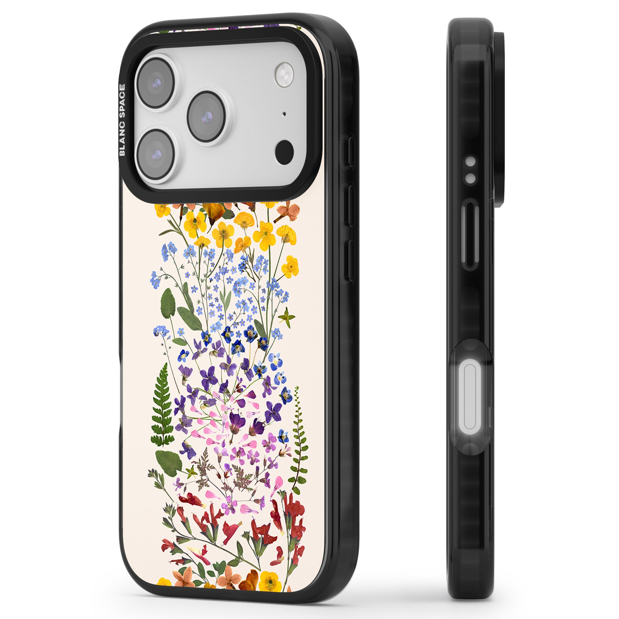 Cream Wildflower iPhone 17 Pro Max Impact Pro Black Phone Case Side Profile