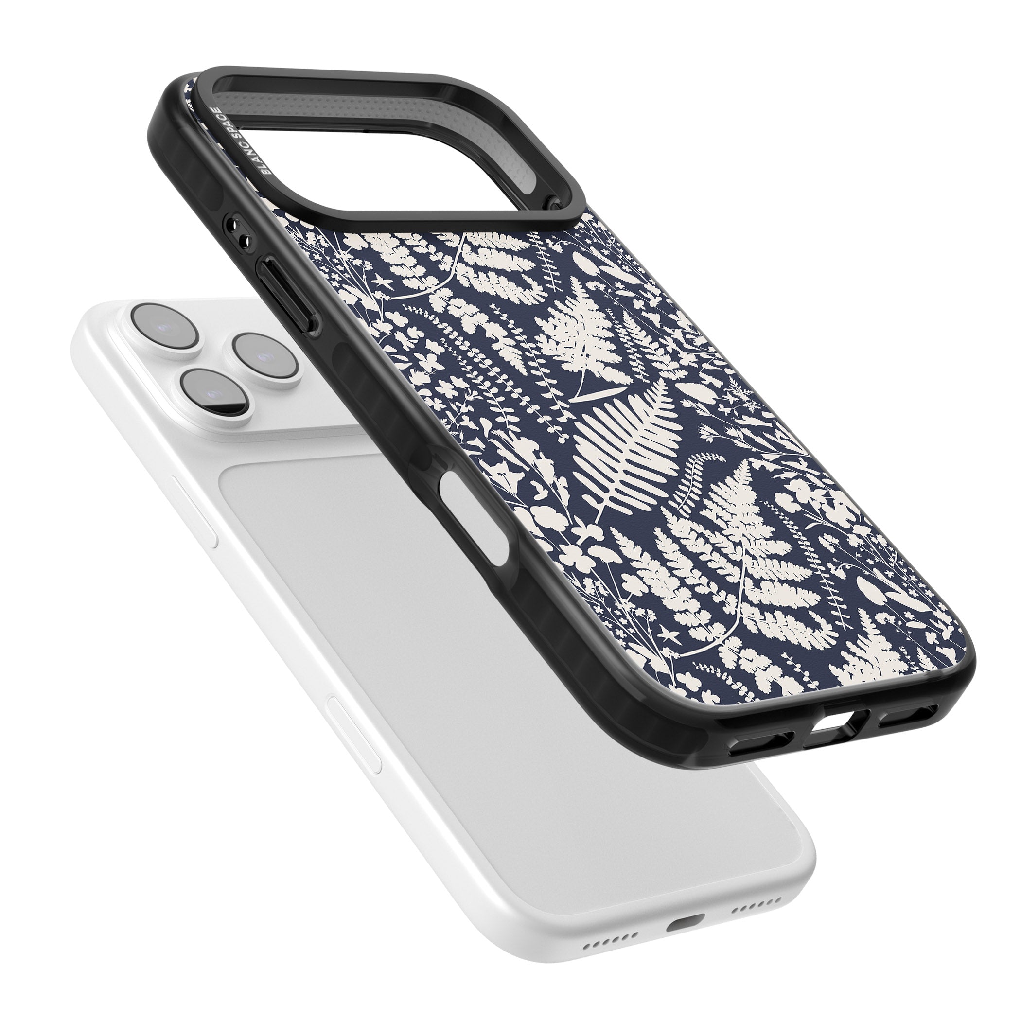 Wildflowers & Ferns On Navy iPhone 17 Pro Impact Pro Black Phone Case Colours