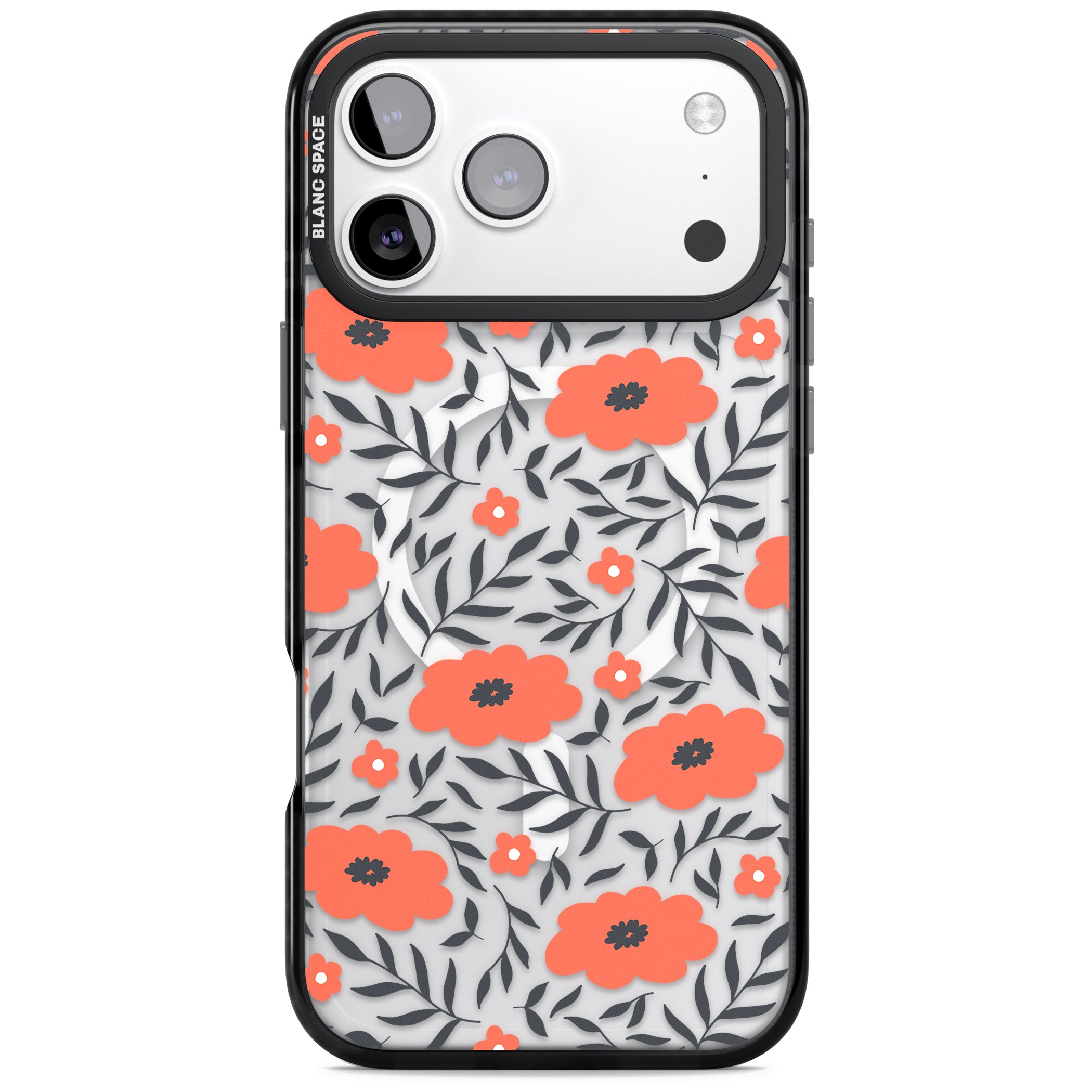Red Poppy Floral iPhone 17 Pro Impact Pro Black Phone Case